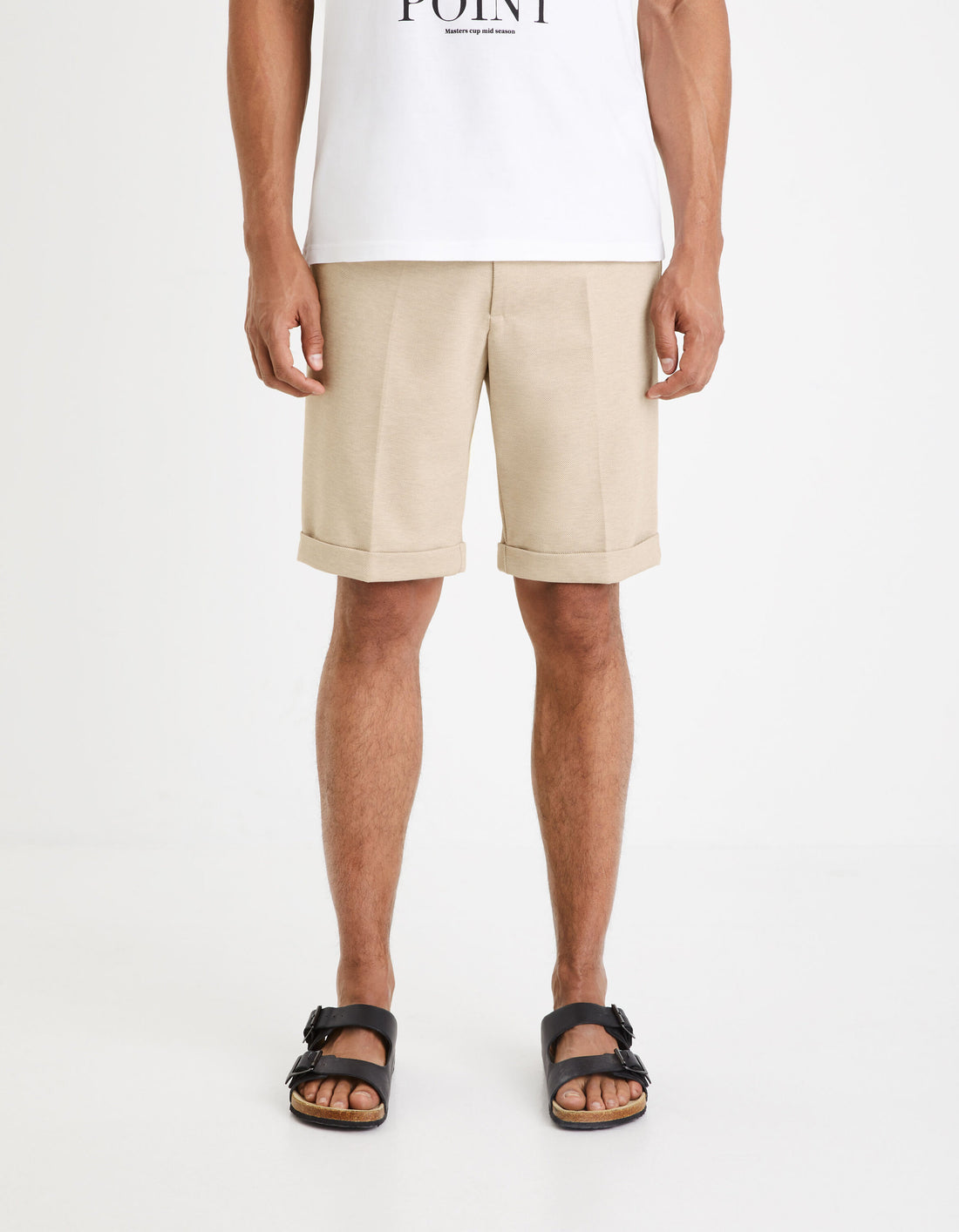 Celio_Light Beige 24H Knit Bermuda Shorts_DOEVANBM_BEIGE CLAIR_02
