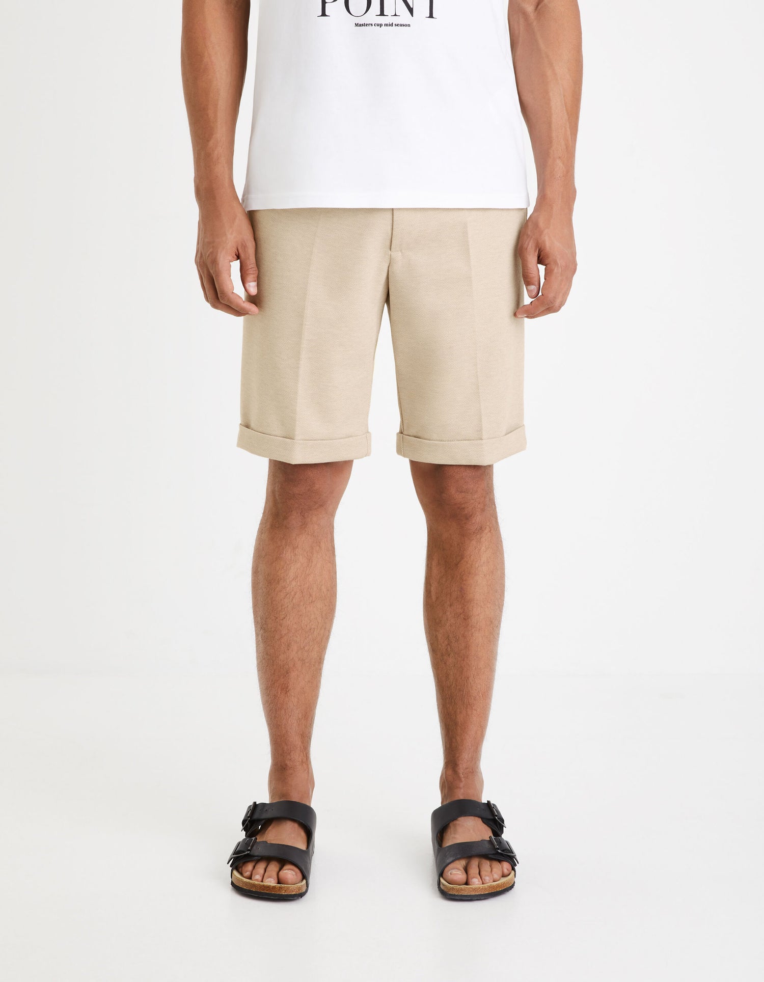 Celio_Light Beige 24H Knit Bermuda Shorts_DOEVANBM_BEIGE CLAIR_02