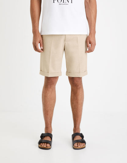 Celio_Light Beige 24H Knit Bermuda Shorts_DOEVANBM_BEIGE CLAIR_02