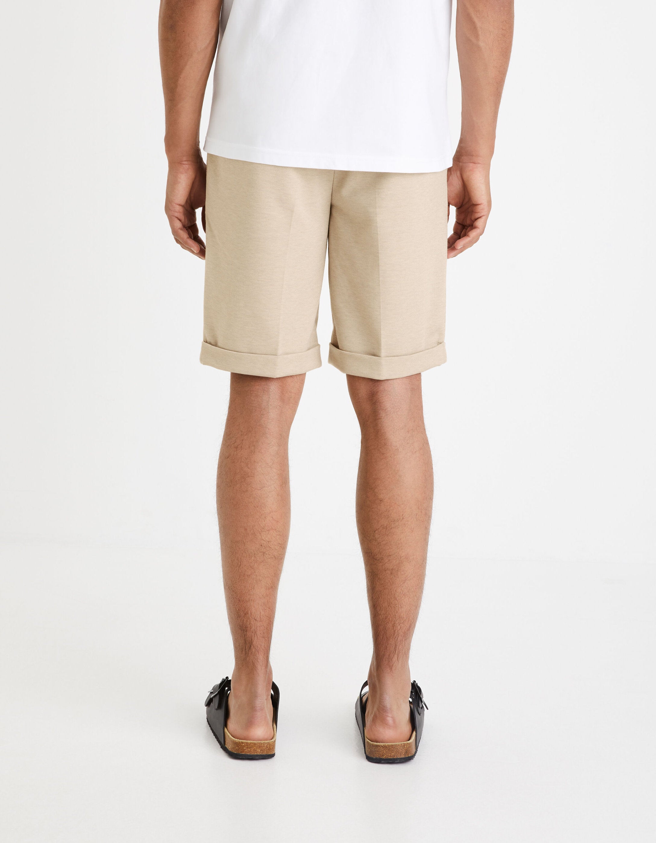 Celio_Light Beige 24H Knit Bermuda Shorts_DOEVANBM_BEIGE CLAIR_03