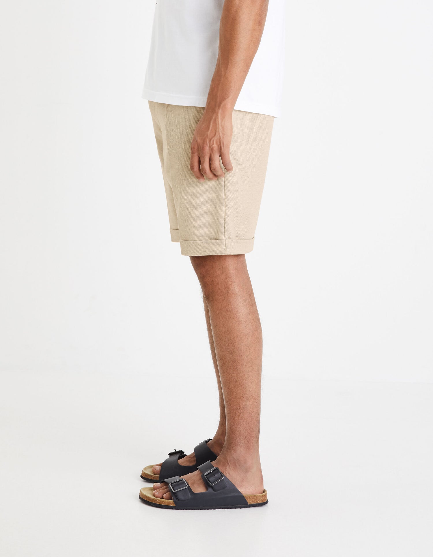 Celio_Light Beige 24H Knit Bermuda Shorts_DOEVANBM_BEIGE CLAIR_04