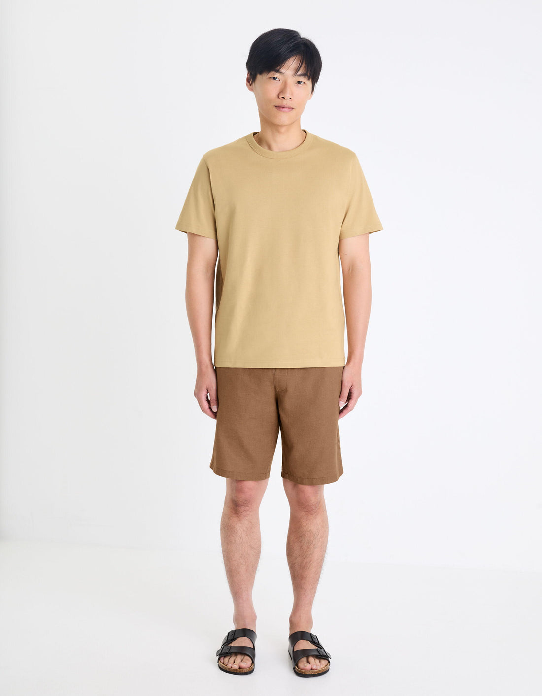 Linen Blend Shorts_DOLINCOBM_CHOCOLAT_01