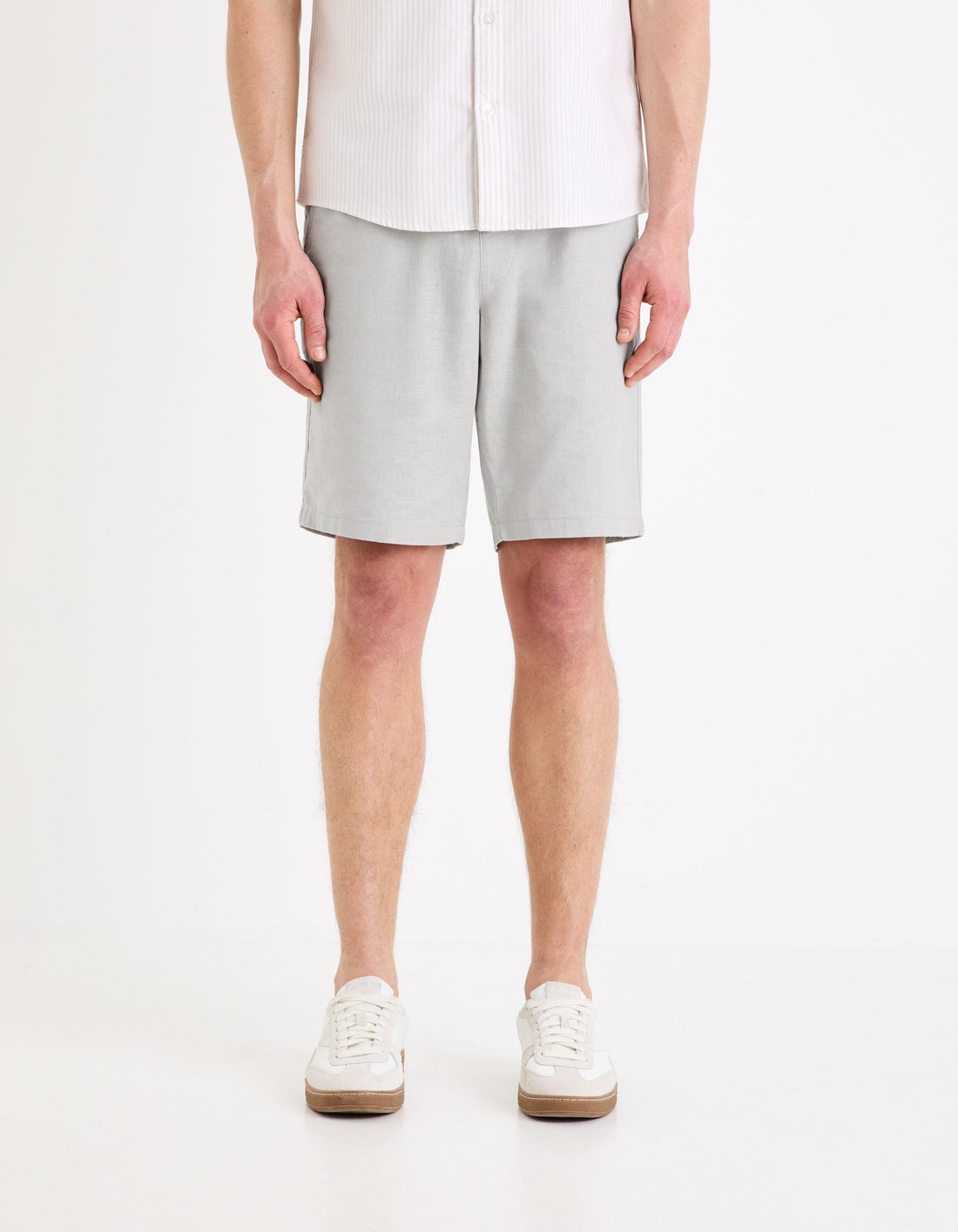 Linen Blend Shorts_DOLINCOBM_GREY_02