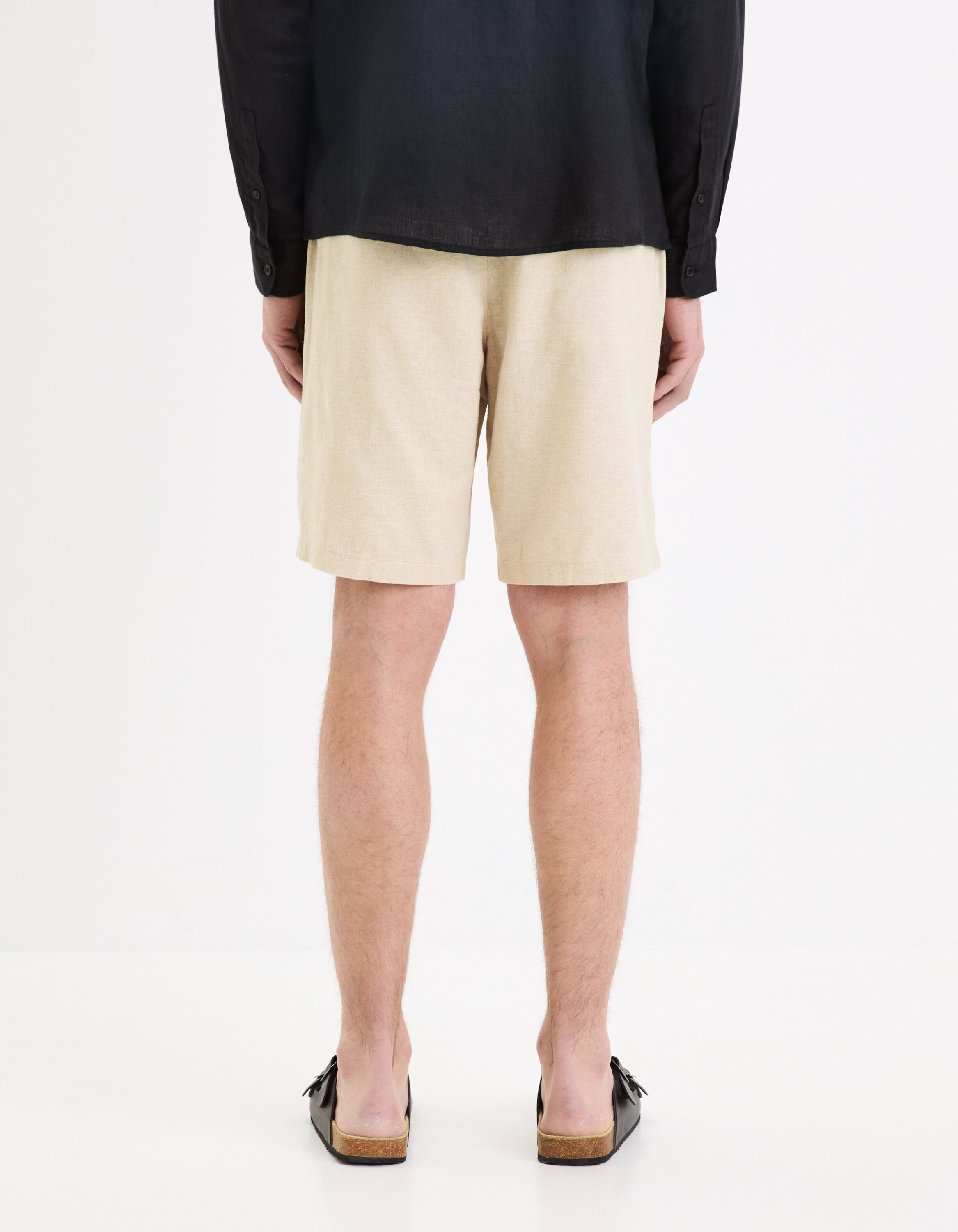 Linen And Cotton Bermuda Shorts - Beige_04