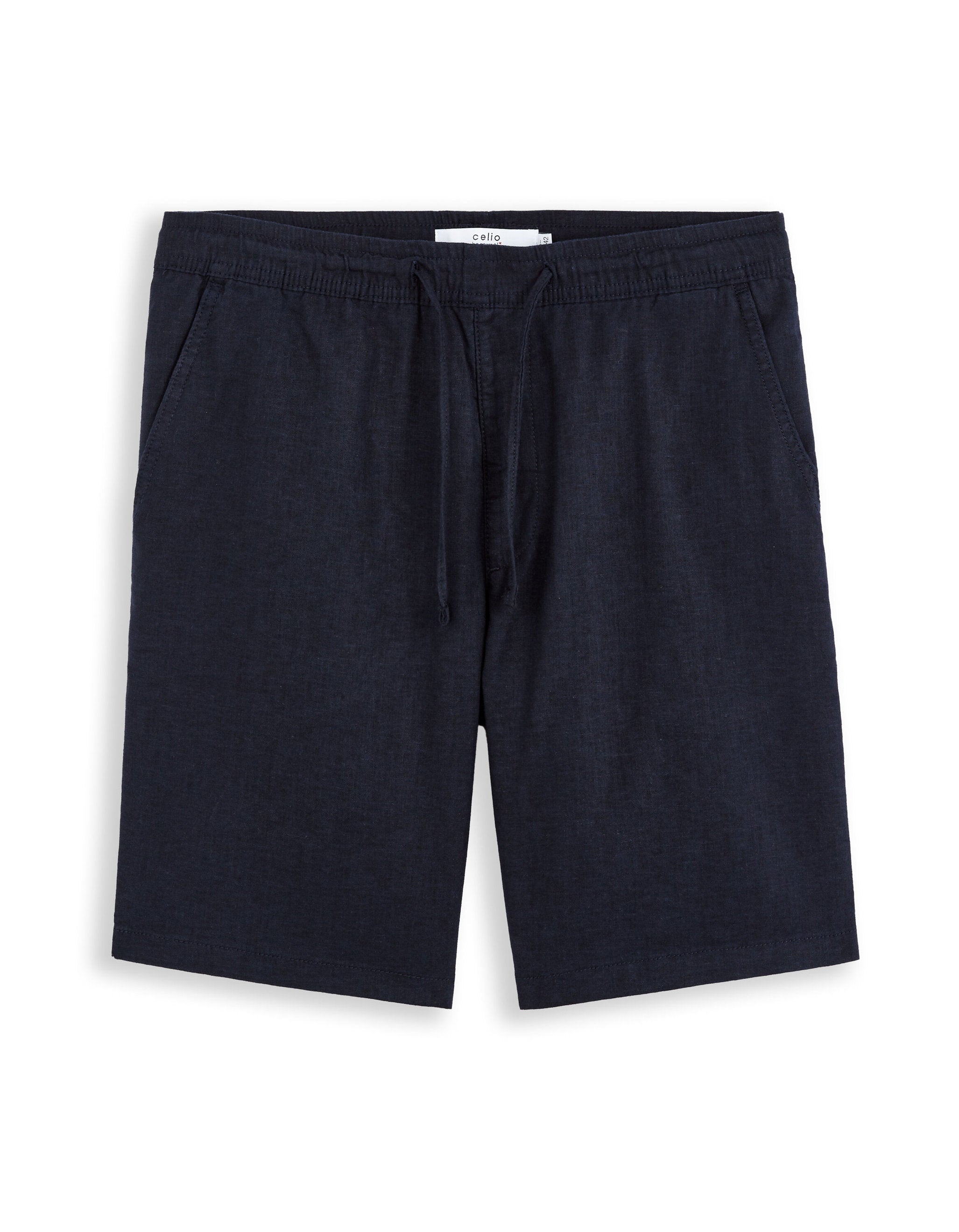 Linen And Cotton Bermuda Shorts - Navy_01