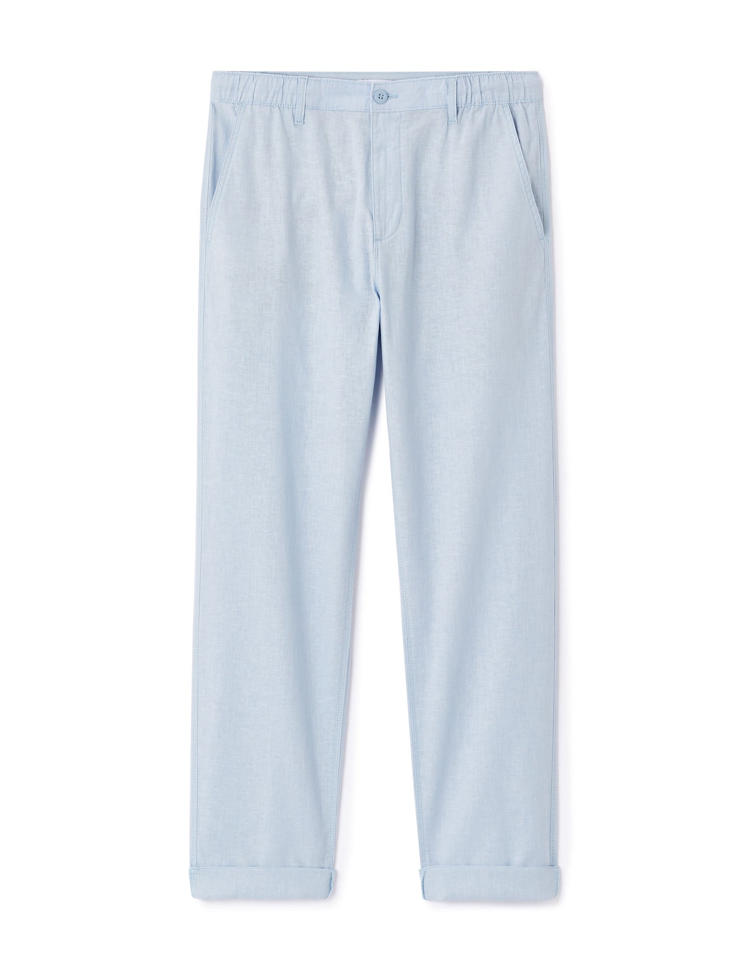 Celio_Light Blue Straight Linen and Cotton Trousers_DOLINCO_BLUE_05