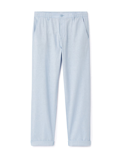Celio_Light Blue Straight Linen and Cotton Trousers_DOLINCO_BLUE_05