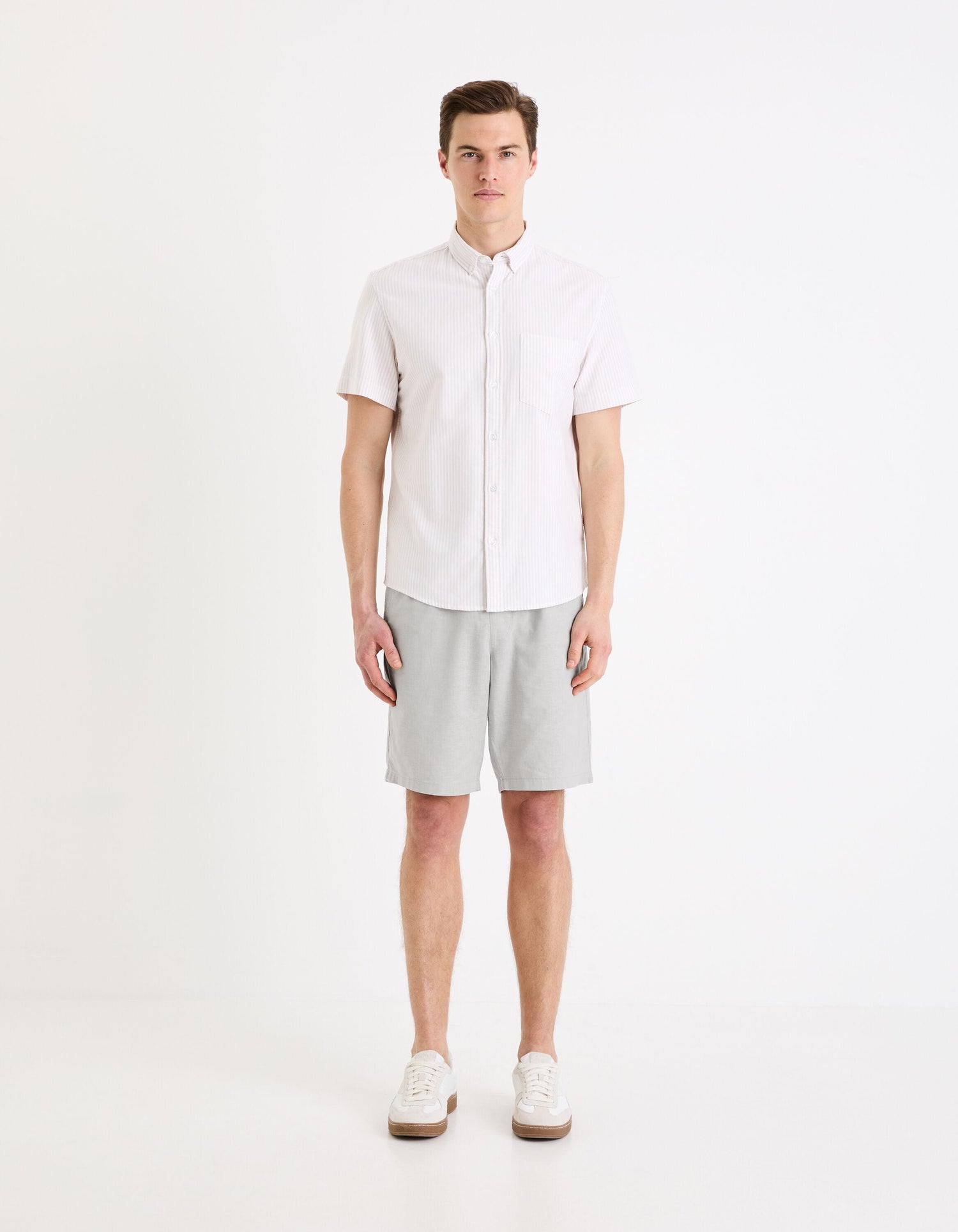 Linen Blend Shorts_DOLINCO_GREY_03