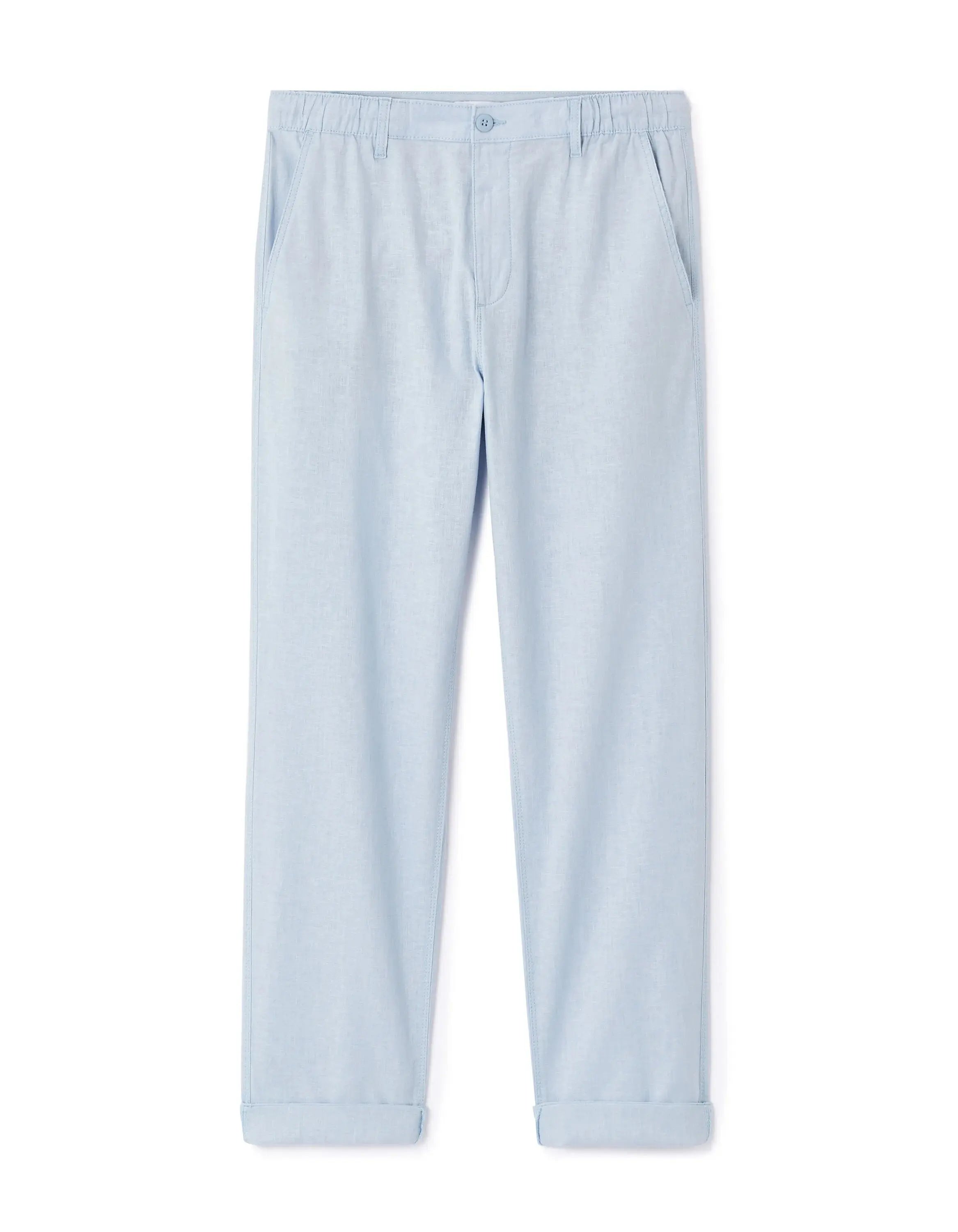 Celio_Cotton Blend Straight Pants - Light Blue_DOLINCO_LIGHT BLUE_01