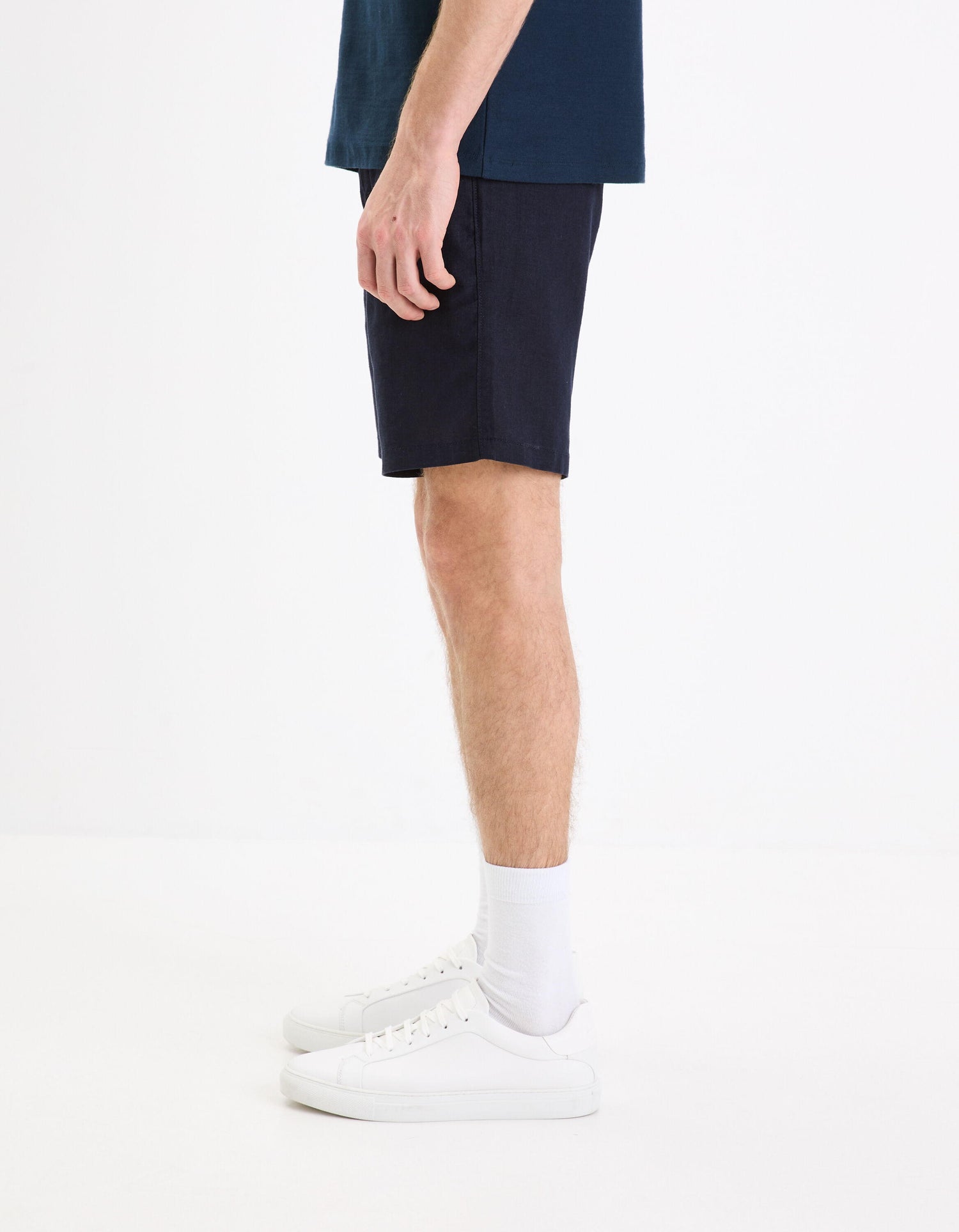 Linen Blend Shorts_DOLINCO_NAVY_04