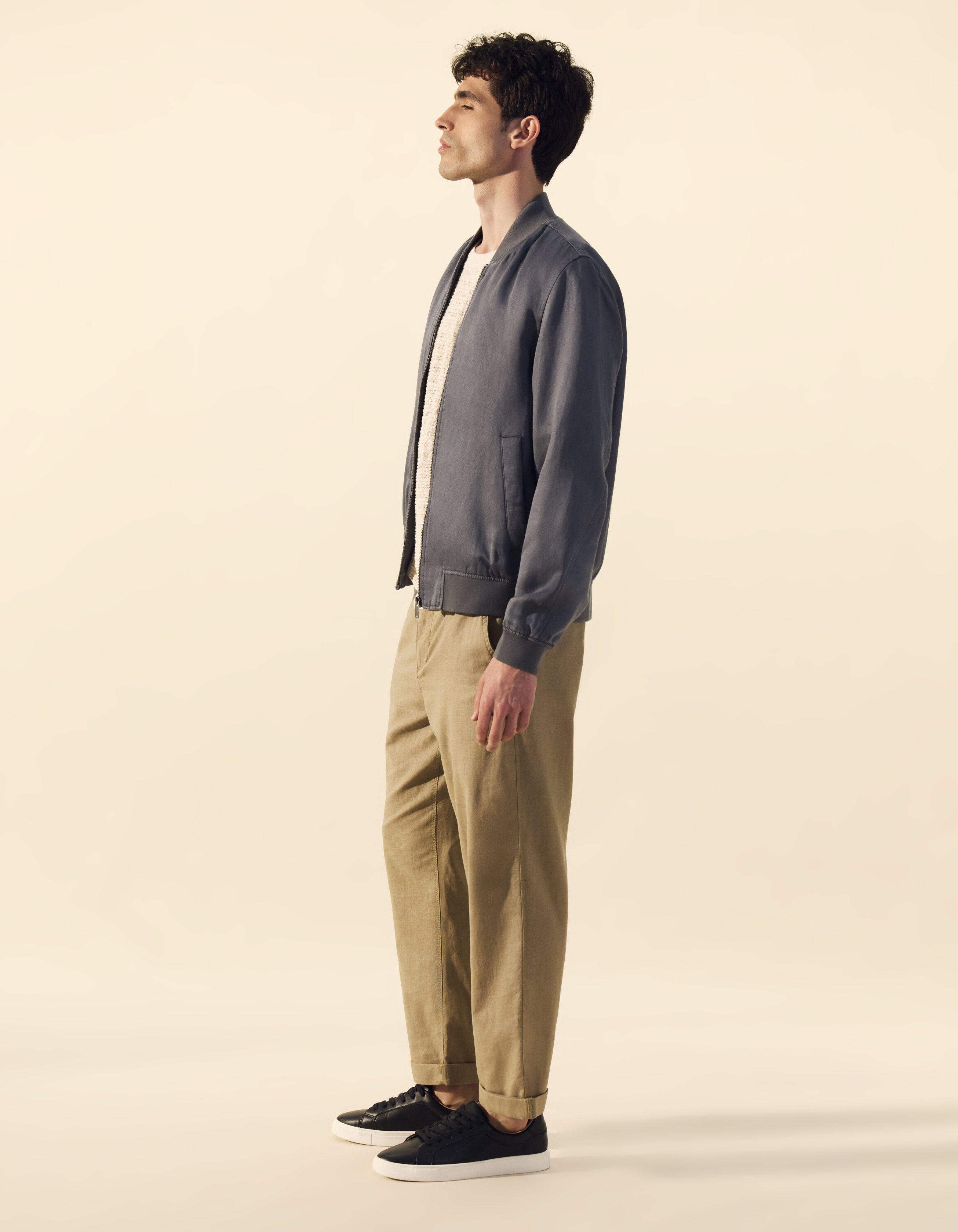Celio_Taupe Straight Linen and Cotton Trousers_DOLINCO_TAUPE_06