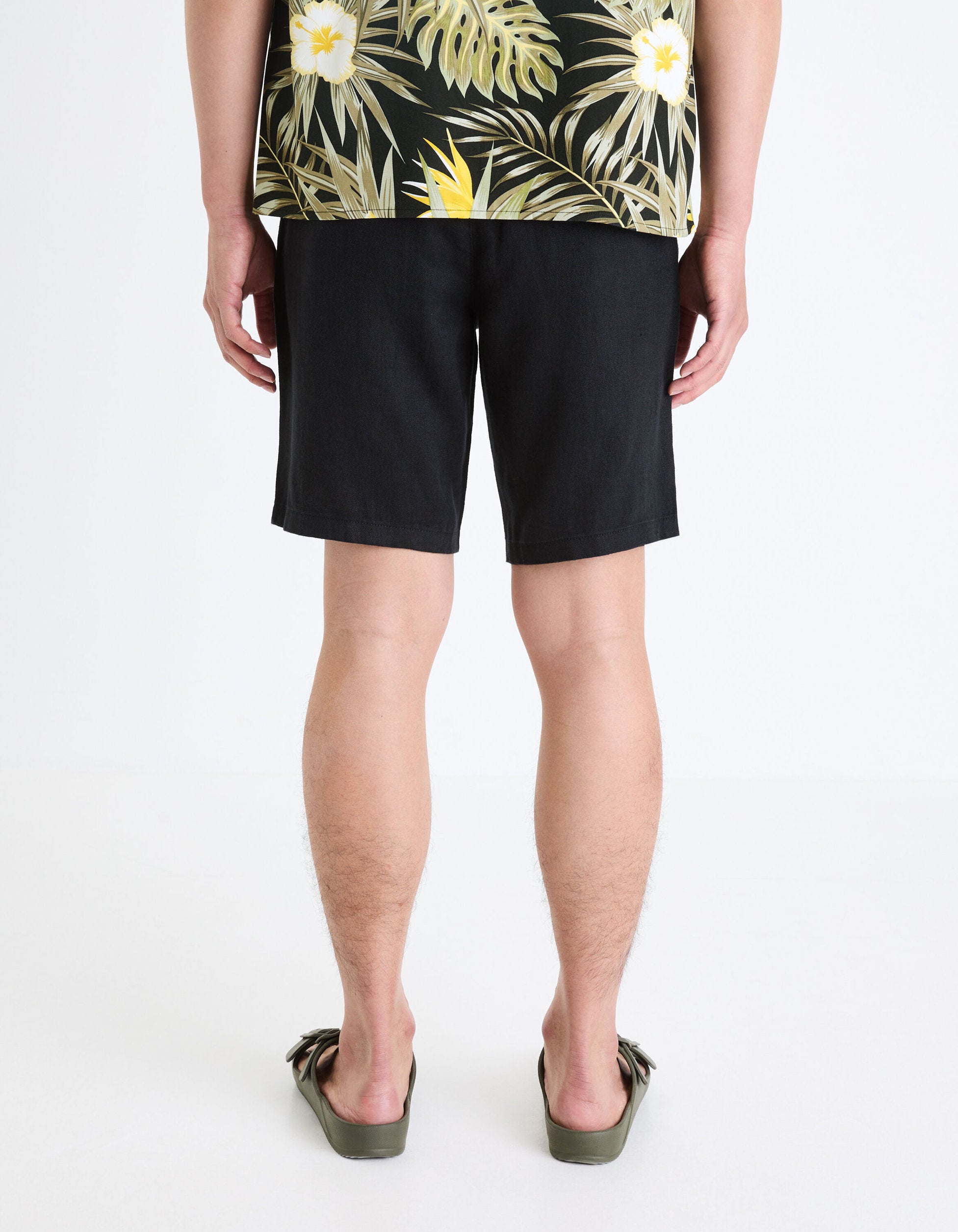 100% Linen Bermuda Shorts_DOLINUSBM_BLACK_03