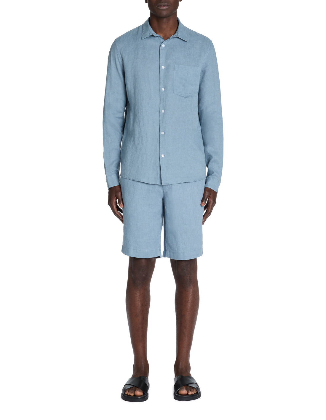 Celio_Blue Bermuda Shorts 100% Linen_DOLINUSBM_BLUE STORM_01