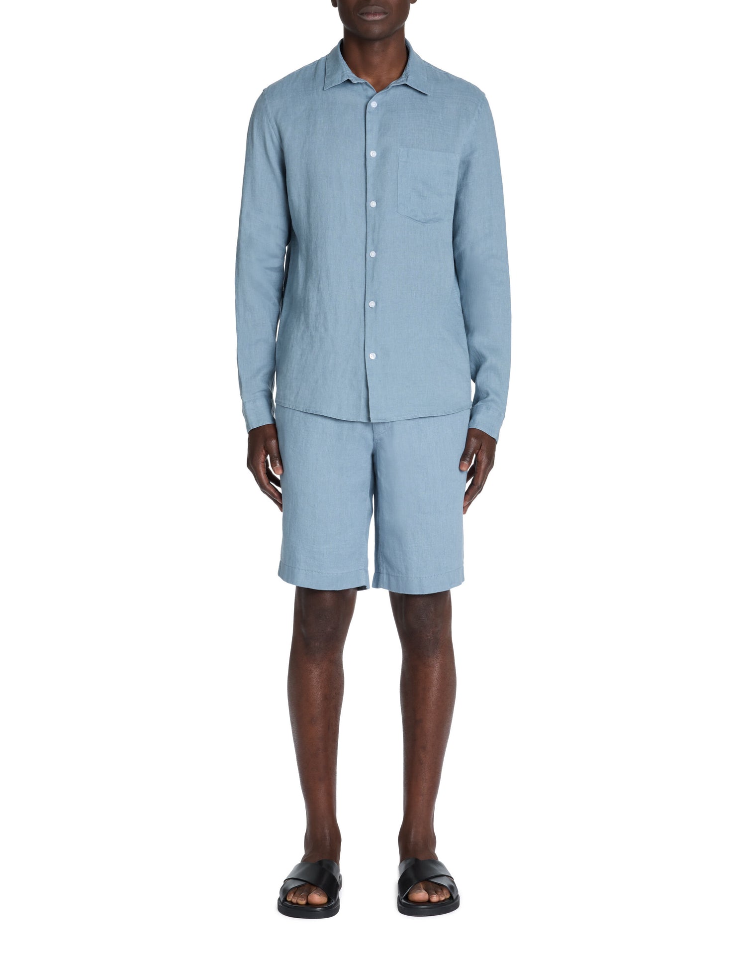Celio_Blue Bermuda Shorts 100% Linen_DOLINUSBM_BLUE STORM_01