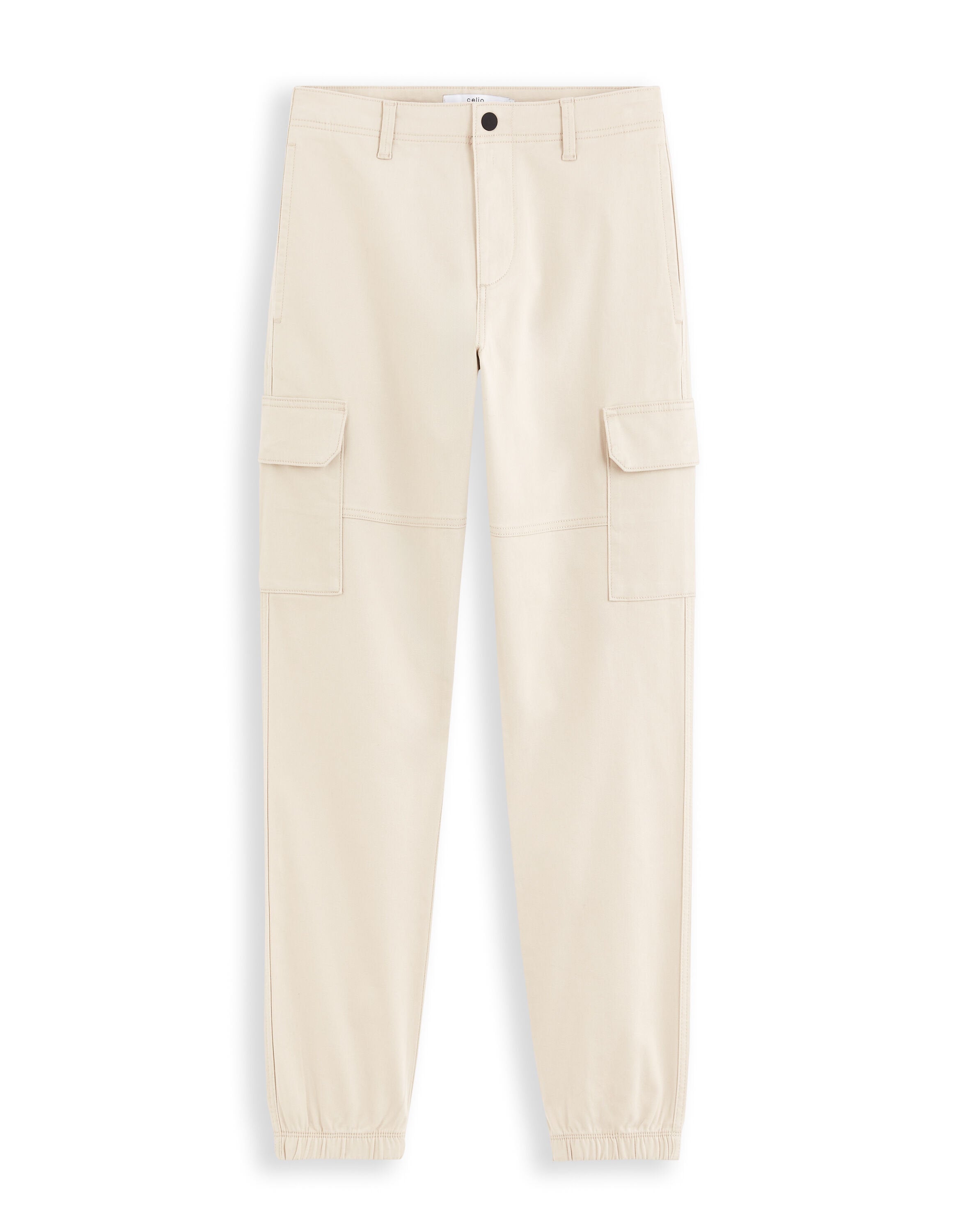 Slim Cargo Trousers In Stretch Cotton - Beige_01