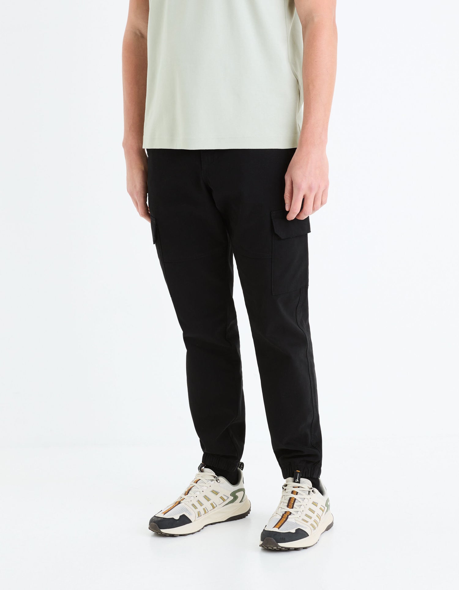 Slim Stretch Cotton Cargo Pants - Black_02