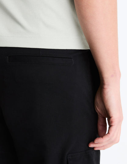 Slim Stretch Cotton Cargo Pants - Black_06