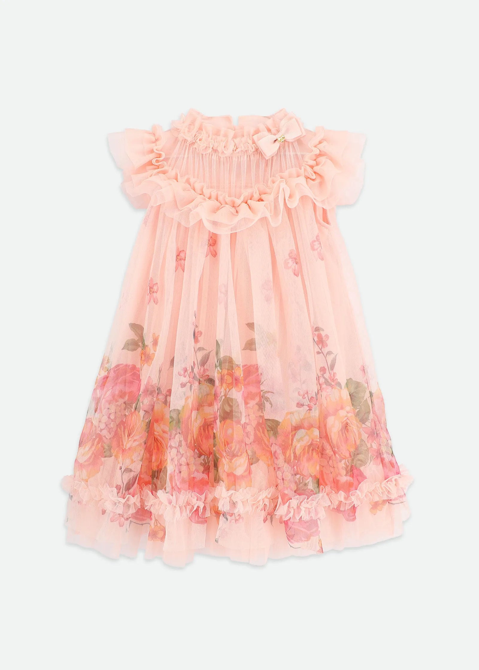 Angels Face 0 Girls Dominique Roses Dress Peach SKU: DOMINIQUE.BORDER_Peach Image 01