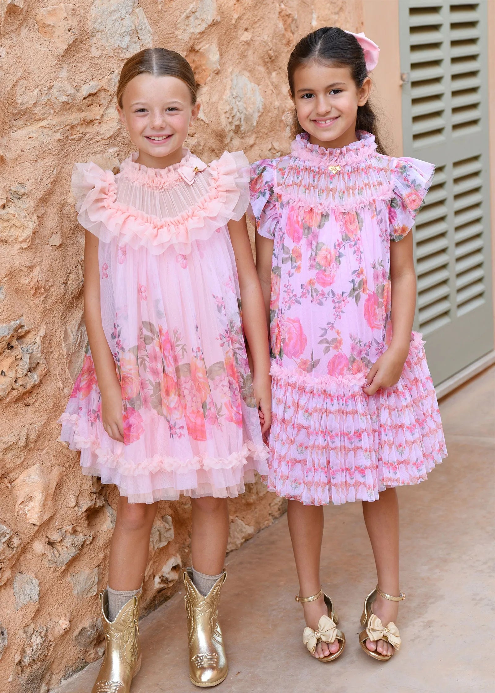 Angels Face 0 Girls Dominique Roses Dress Peach SKU: DOMINIQUE.BORDER_Peach Image 02