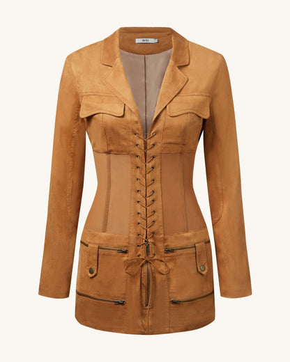 JW PEI_Camel_Faux Suede Corset Jacket Mini Dress_DS004-3_Camel_03