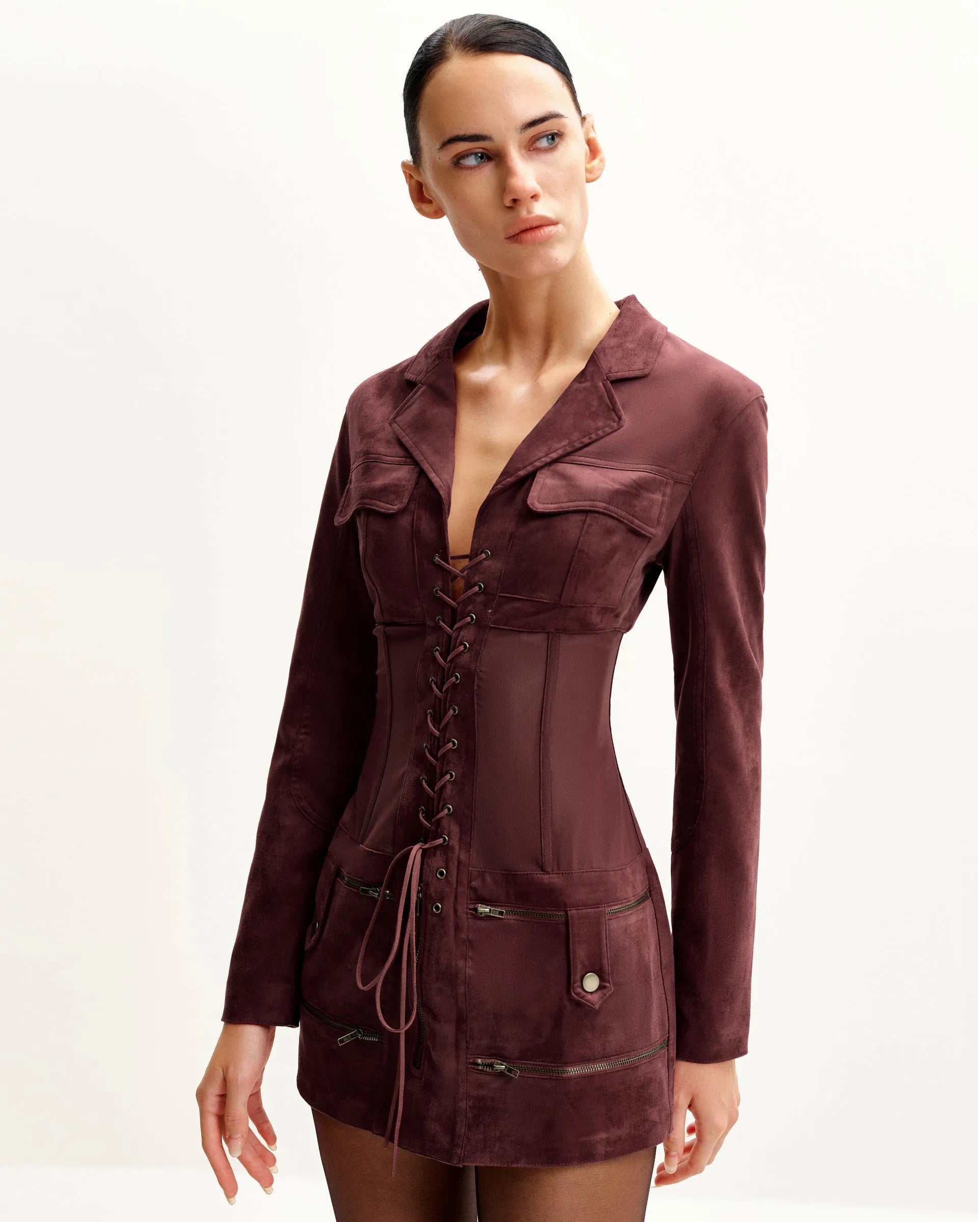 JW PEI_Claret_Faux Suede Corset Jacket Mini Dress_DS004-4_Claret_03