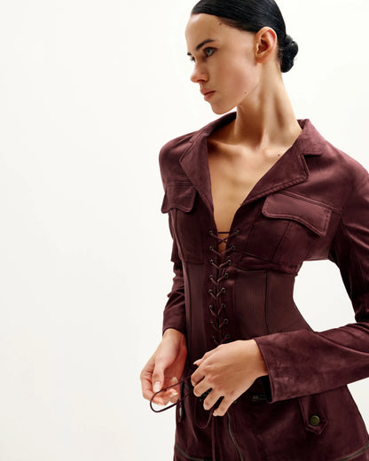 JW PEI_Claret_Faux Suede Corset Jacket Mini Dress_DS004-4_Claret_04