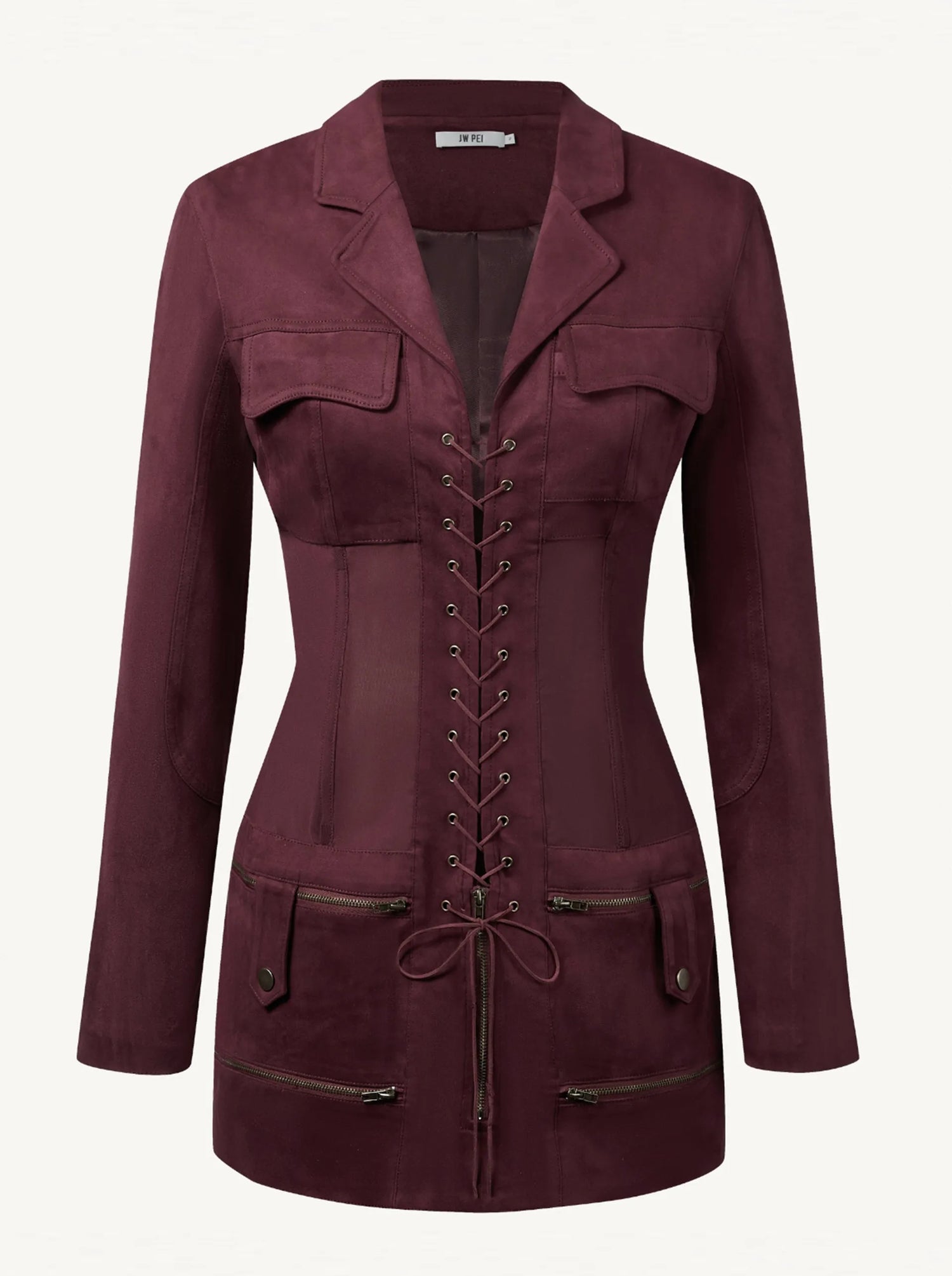 JW PEI_Claret_Faux Suede Corset Jacket Mini Dress_DS004-4_Claret_05