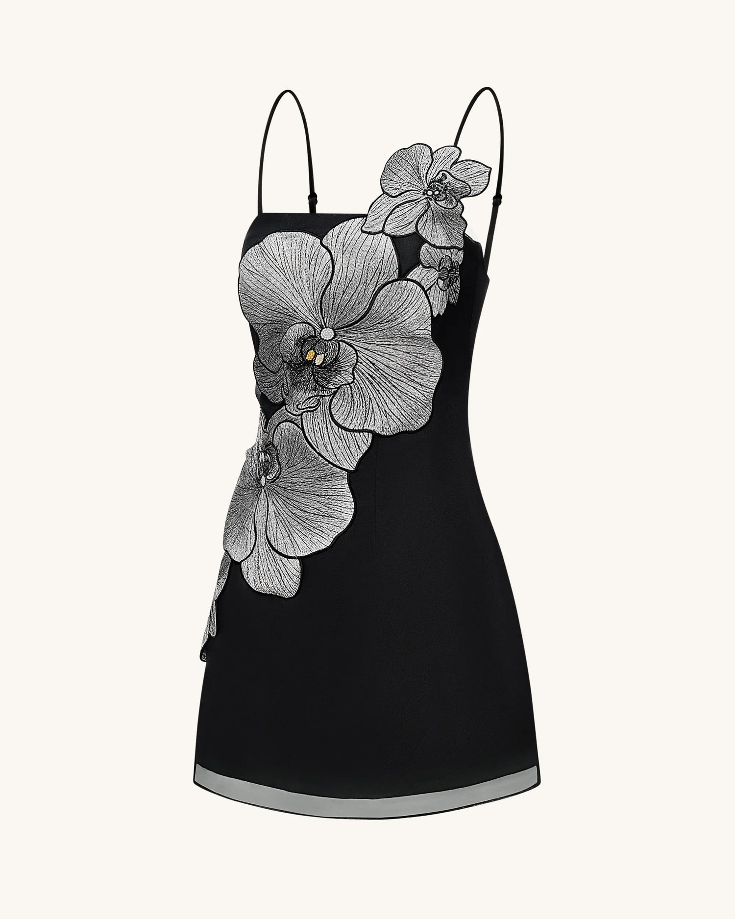 JW PEI Black/Silver Women Orchid AppliquŽ Mini Dress  SKU: DS1088-1_Black/Silver Image 02