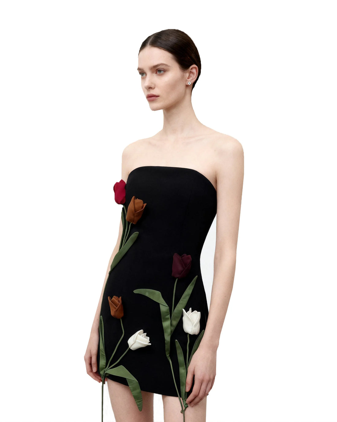 JW PEI_Black_Tulip AppliquŽ Strapless Dress_DS1424-1_Black_02