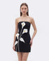 JW Pei Black Women Strapless Floral AppliquŽ Dress SKU: DS1494-1_Black Image 01