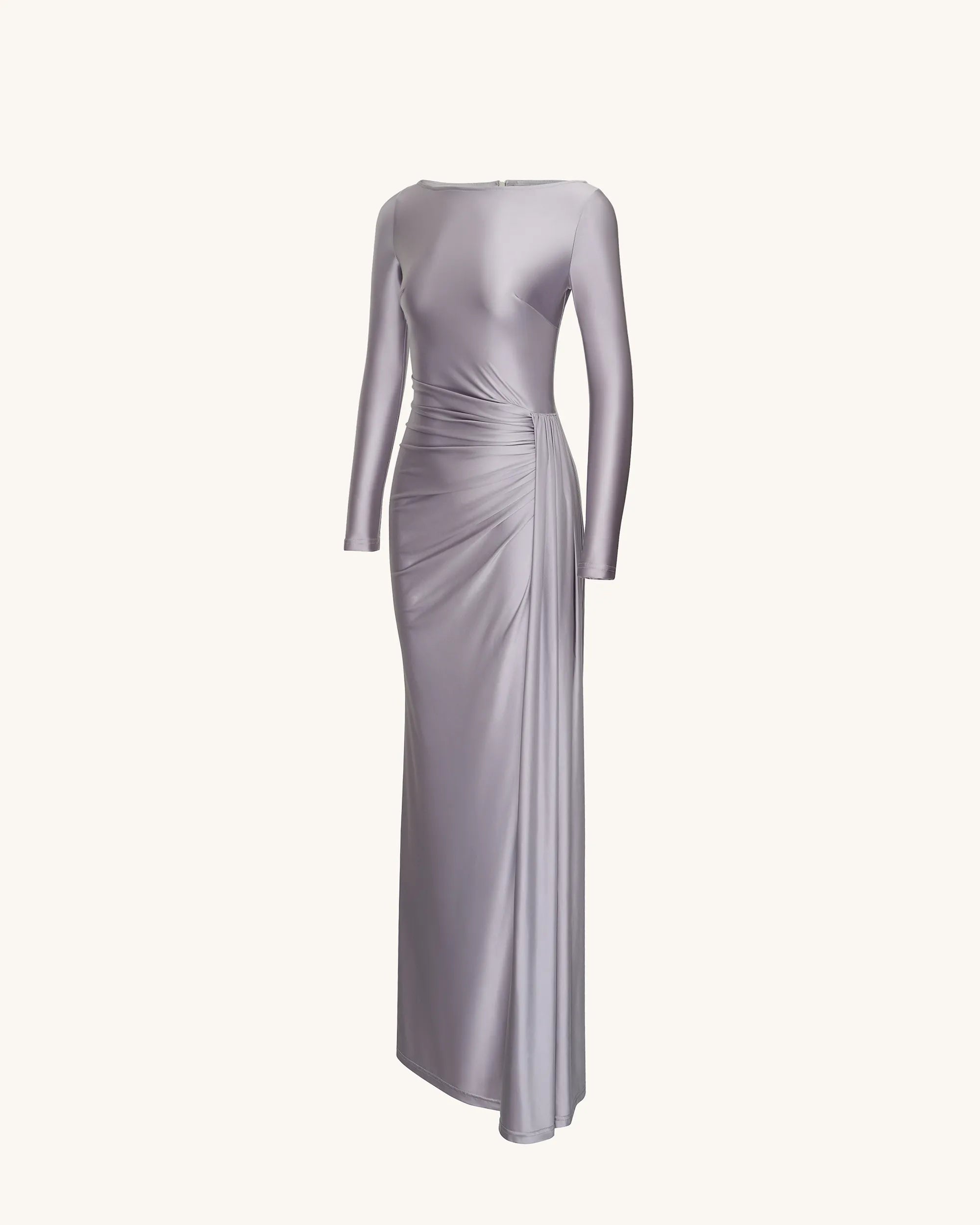 JW PEI_Silver_Amara Metallic Ruched Dress_DS289-9_Silver_05