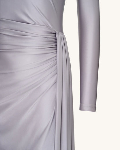 JW PEI_Silver_Amara Metallic Ruched Dress_DS289-9_Silver_06