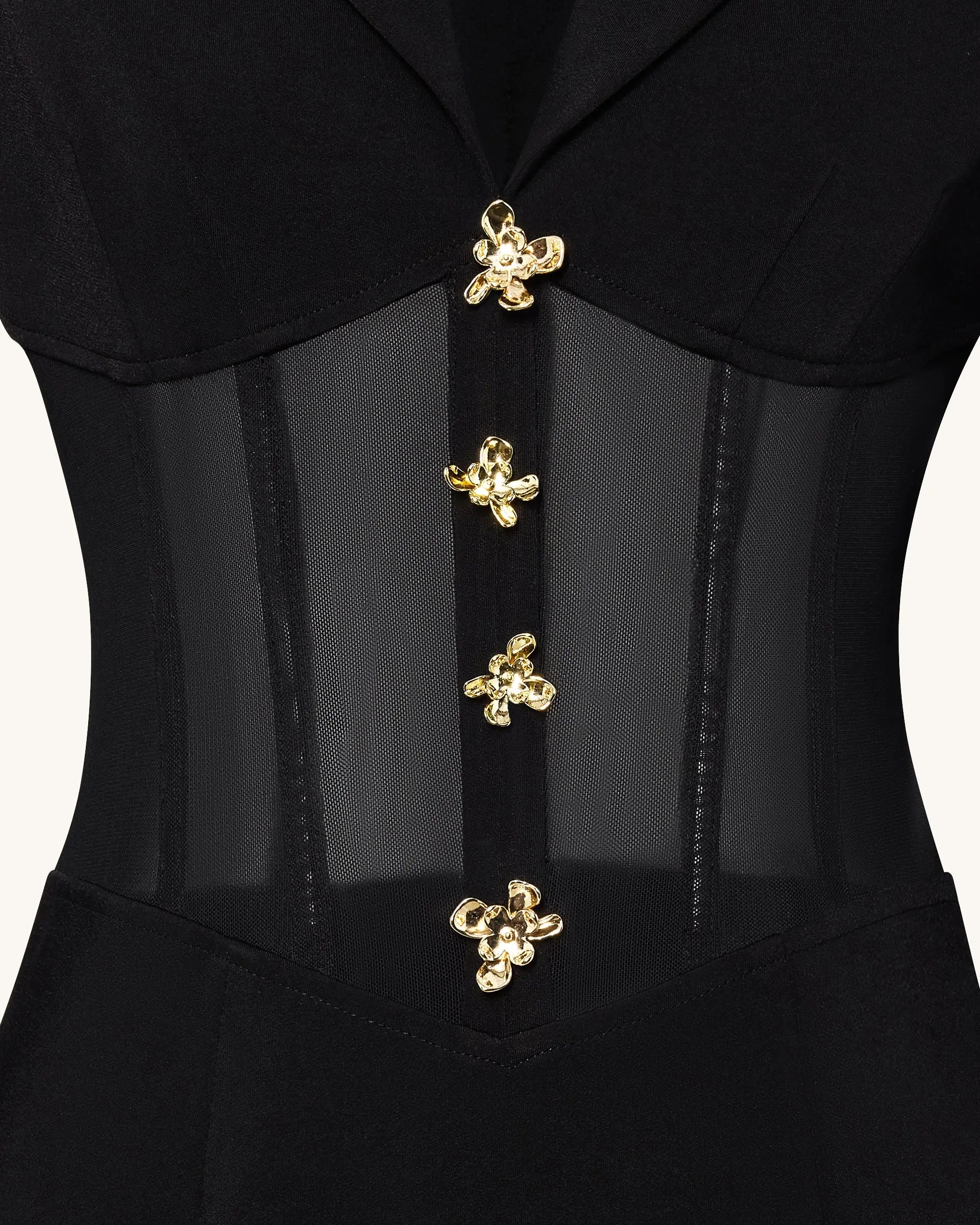 JW PEI_Black_Sheer Boned Corset Waist Blazer Maxi Dress_DZ083-1_Black_05