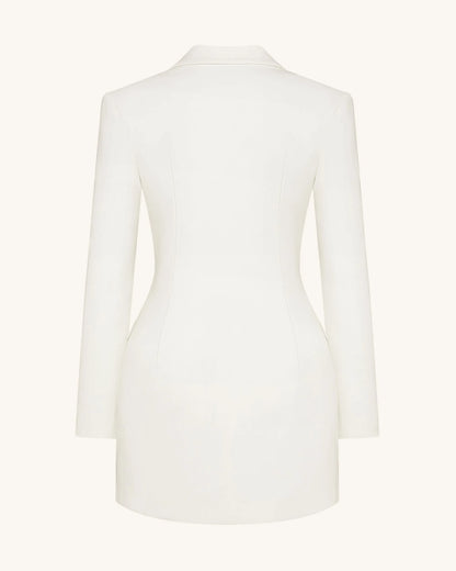 JW PEI_White_Gold Button Fitted Blazer Dress Ð White_DZ084-2_White_04