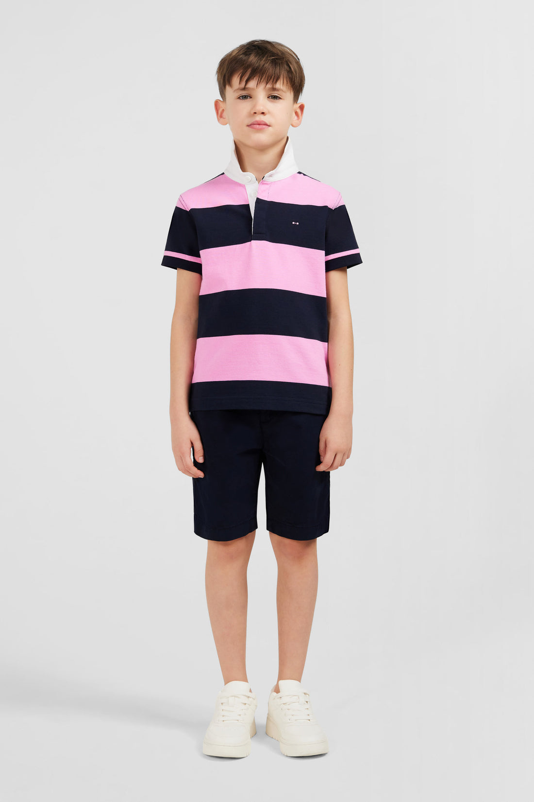 Plain Navy Chino Shorts In Stretch Cotton_E24BASBE0005_BLF_01