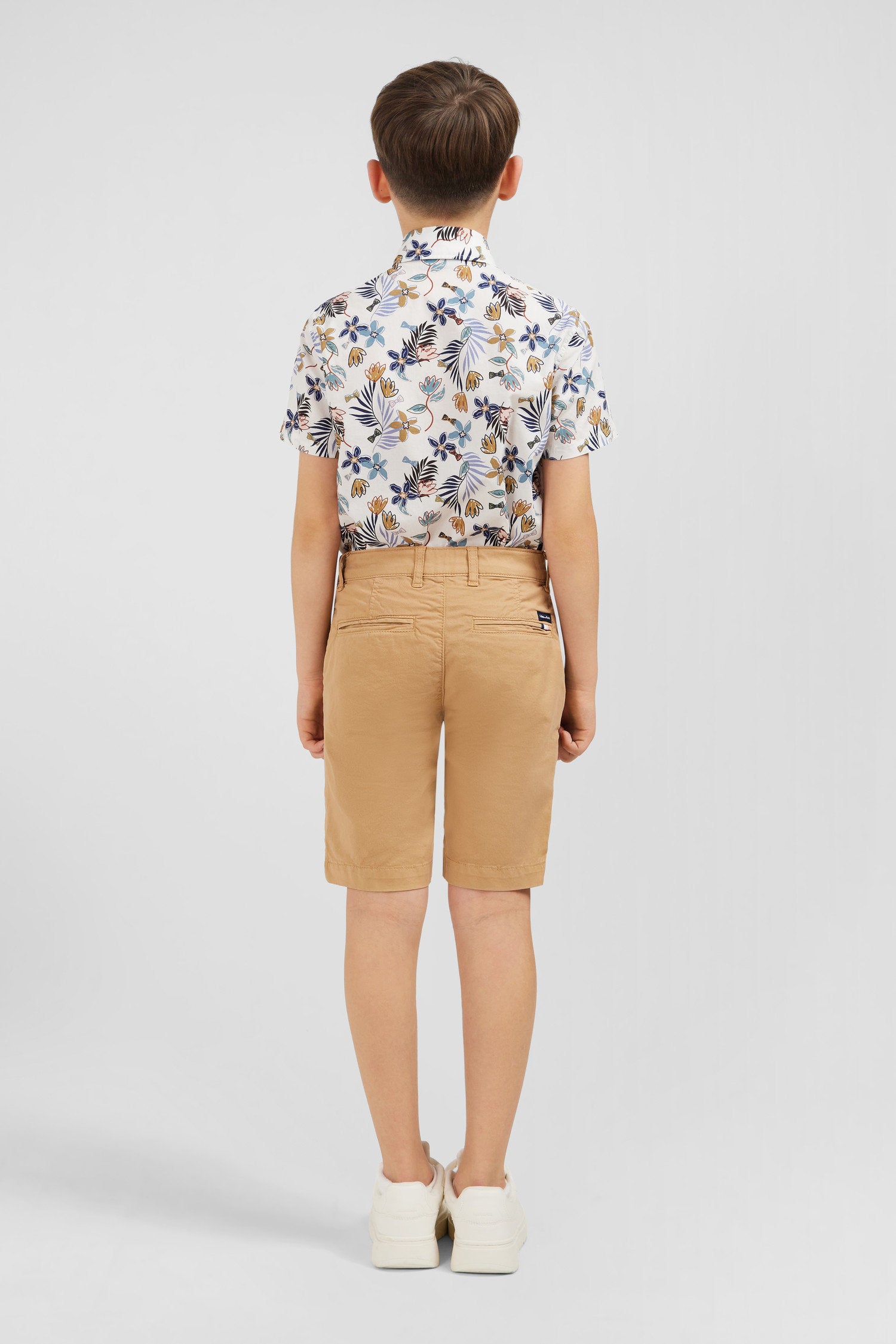 Plain Beige Chino Shorts In Stretch Cotton_E24BASBE0005_MAC2_03