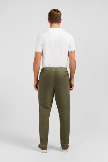 Olive-Green Blended Lyocell Waistband Pants_E24BASPA0011_BEF3_03