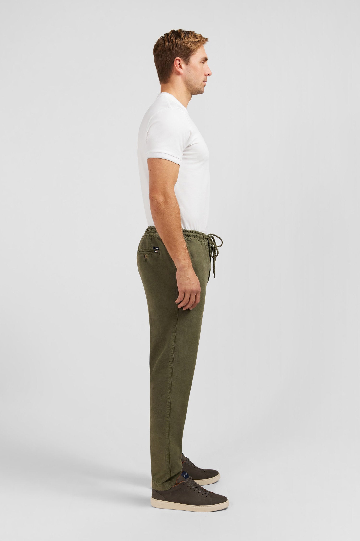 Olive-Green Blended Lyocell Waistband Pants_E24BASPA0011_BEF3_04