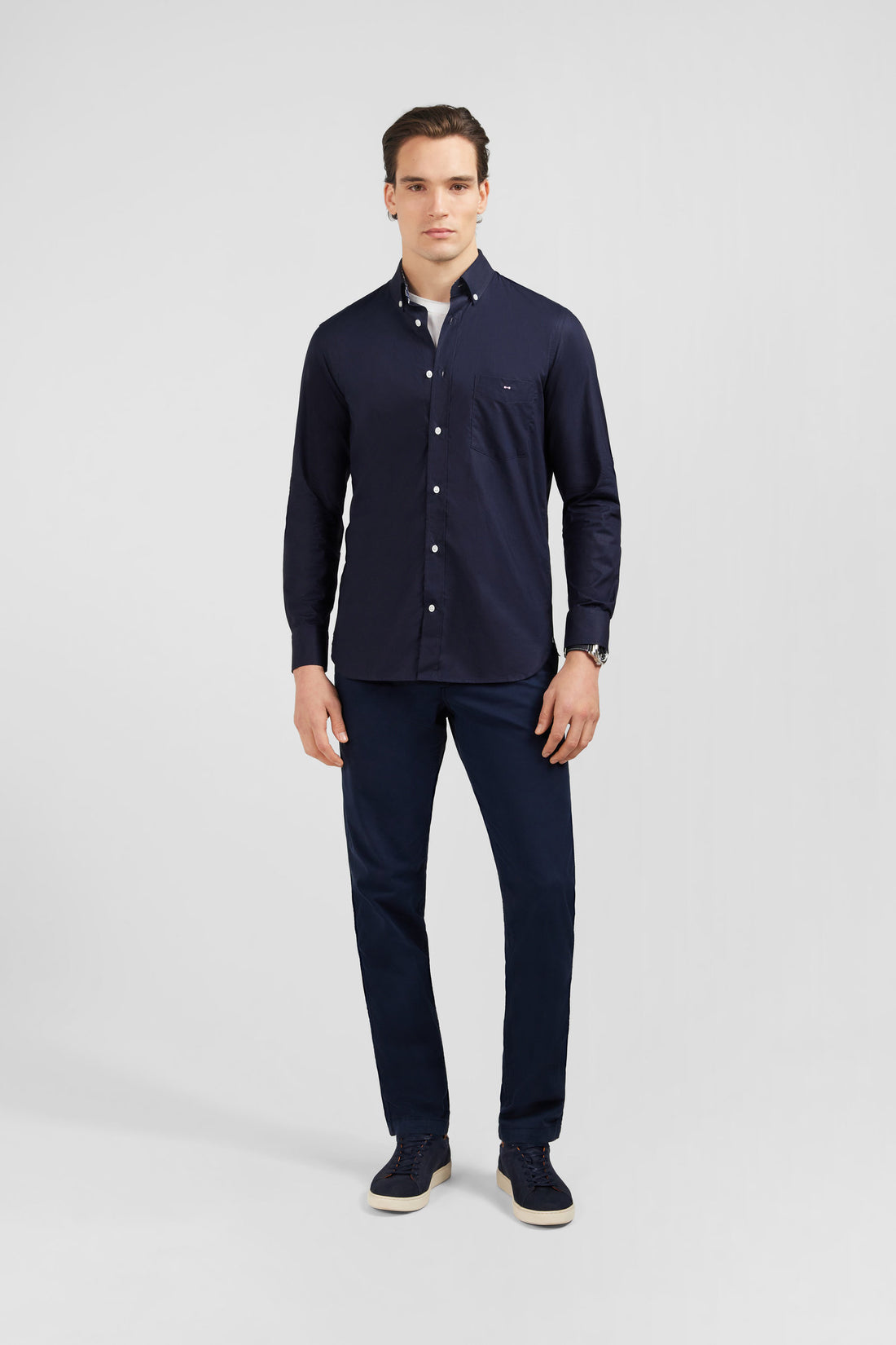 Navy Blue Shirt With Floral Elbow Patches_E24CHECL0004_BLF_01
