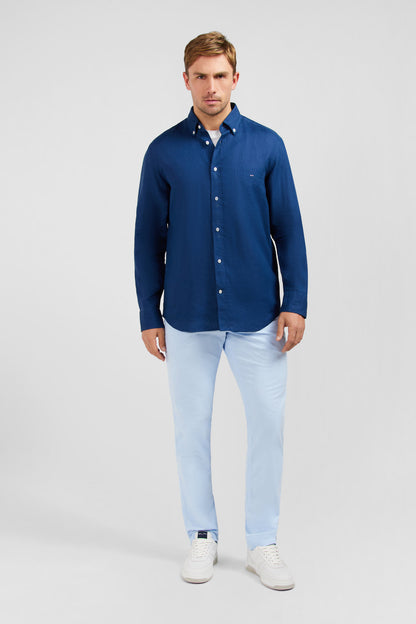 Plain Blue Linen Shirt_E24CHECL0005_BLF7_01