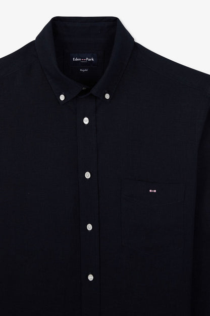 Plain Navy Blue Linen Shirt_E24CHECL0005_BLF_06