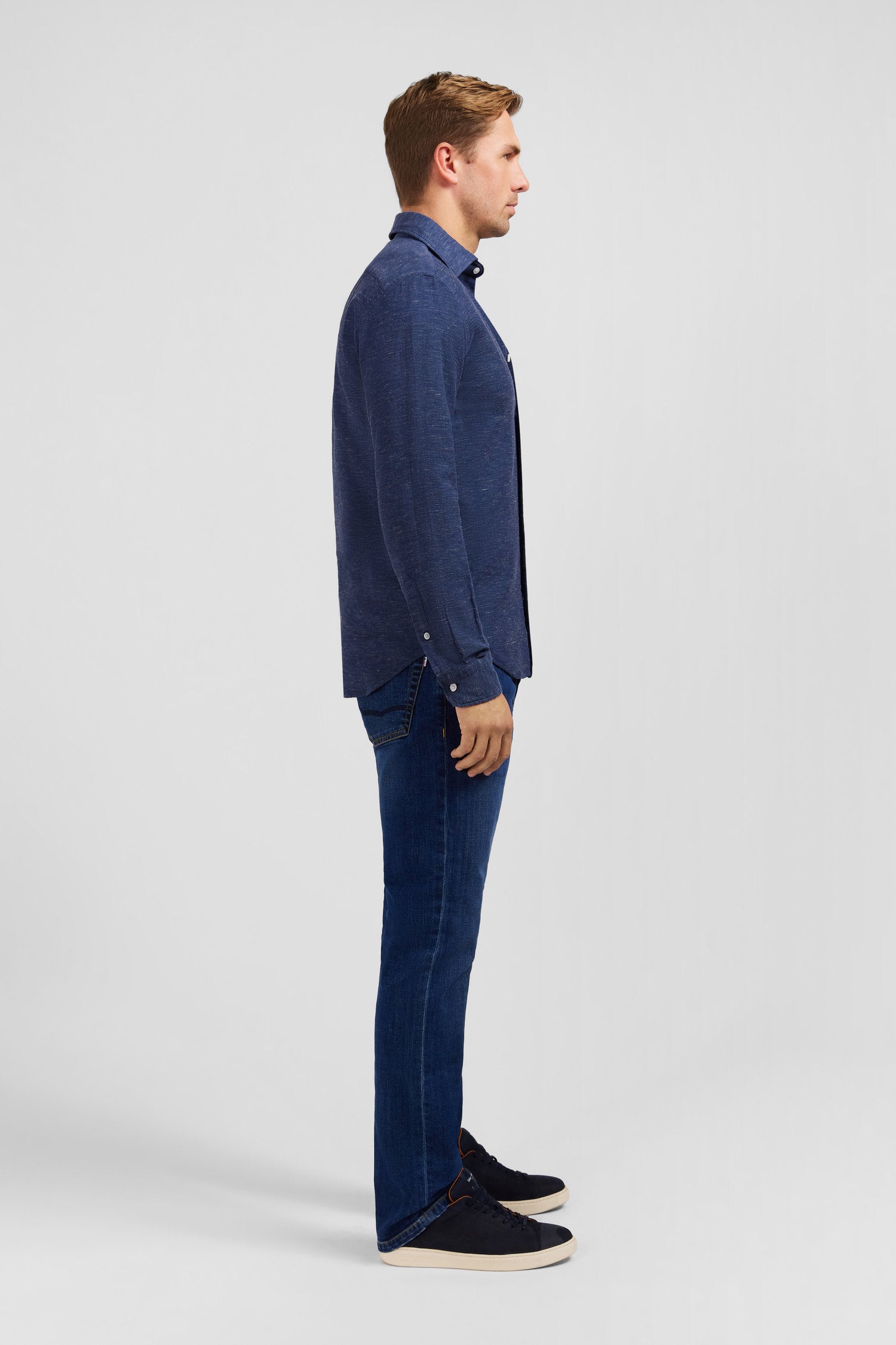 Plain Navy Blue Linen Shirt_E24CHECL0005_BLF_07