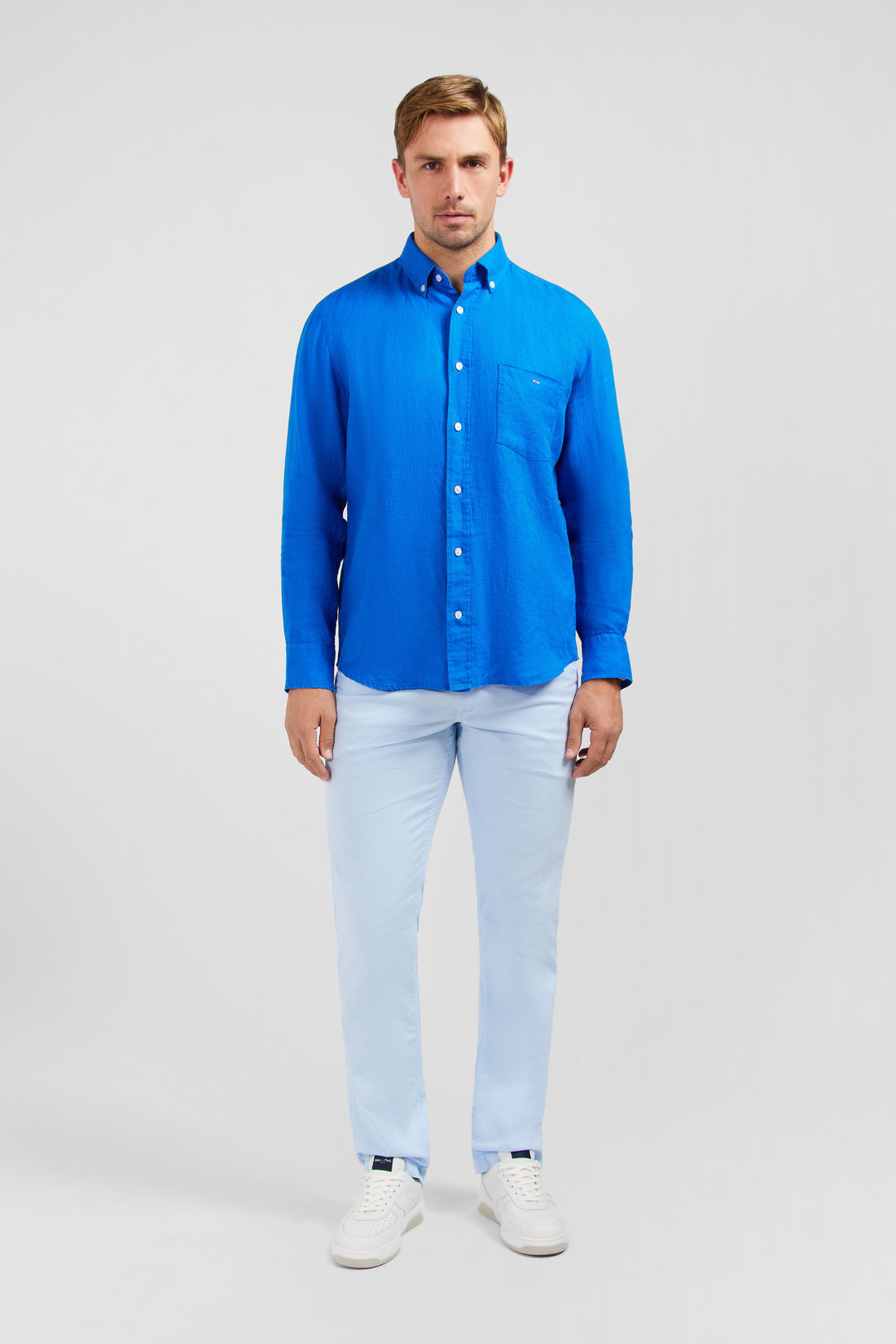 Plain Blue Linen Shirt_E24CHECL0005_BLV10_01
