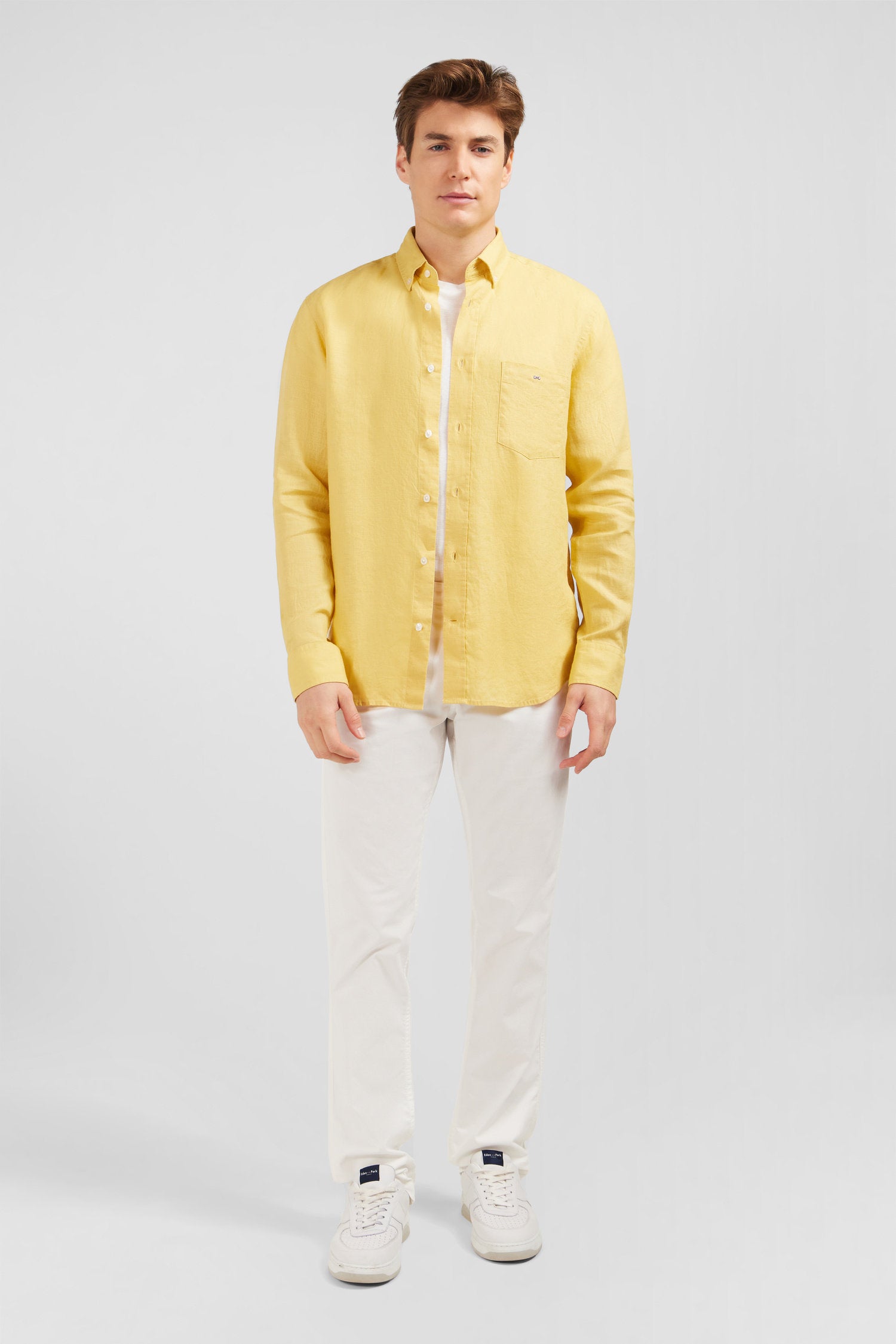 Buy Plain Yellow Linen Shirt – Eden Park in Kuwait