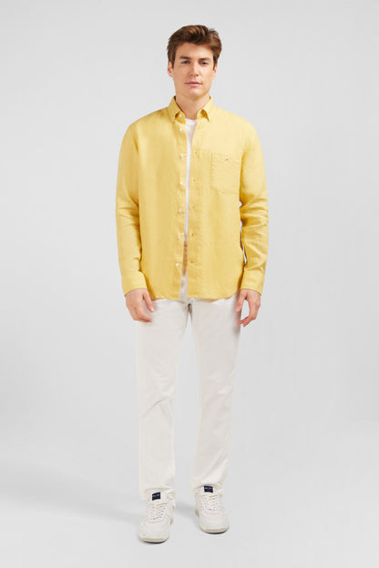 Plain Yellow Linen Shirt_E24Checl0005_Jac9_01