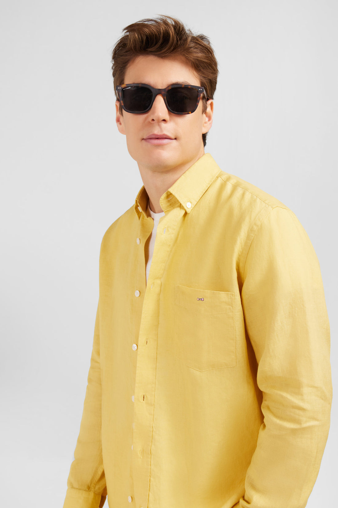 Plain Yellow Linen Shirt_E24Checl0005_Jac9_02