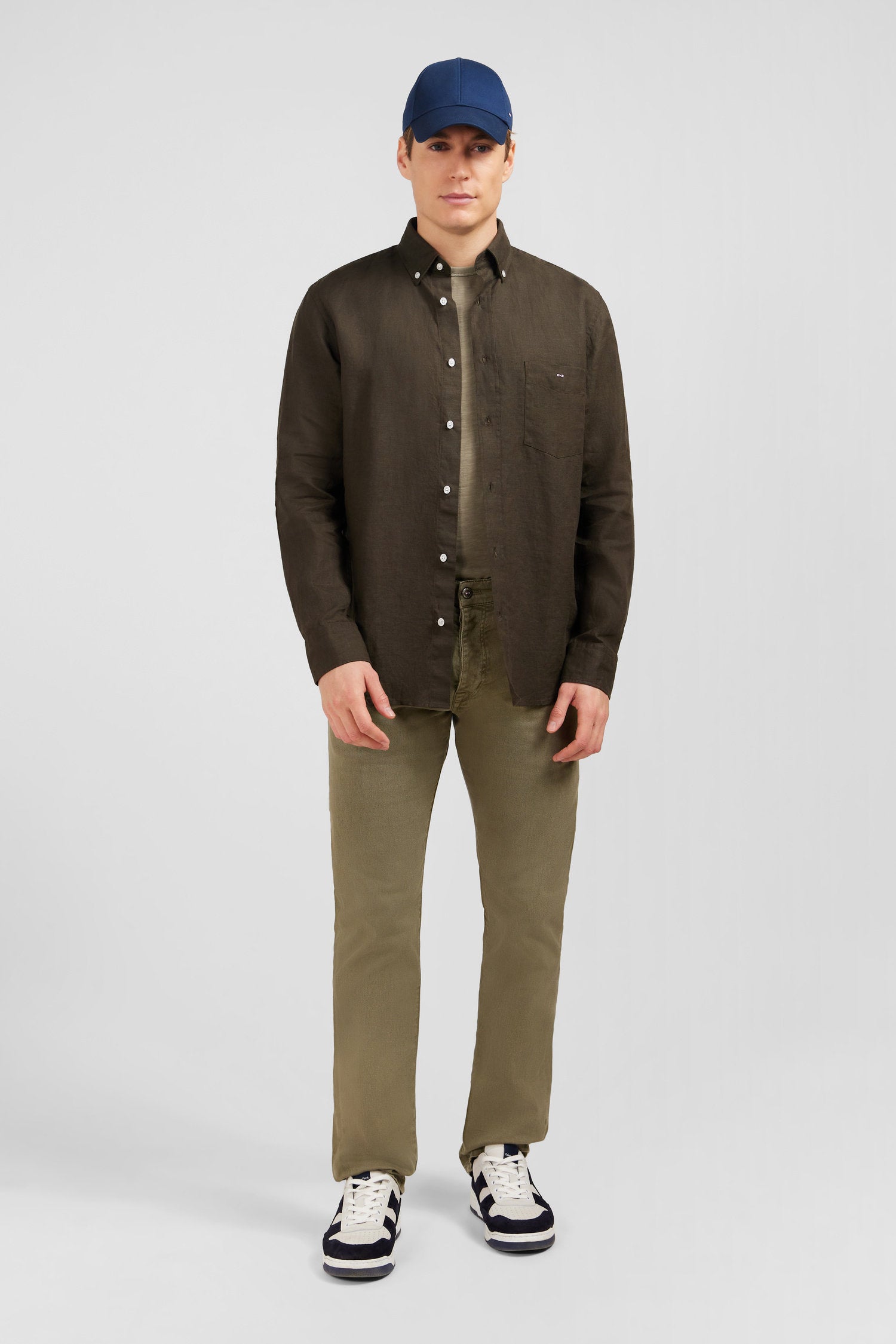 Plain Khaki Linen Shirt_E24CHECL0005_KAF3_01