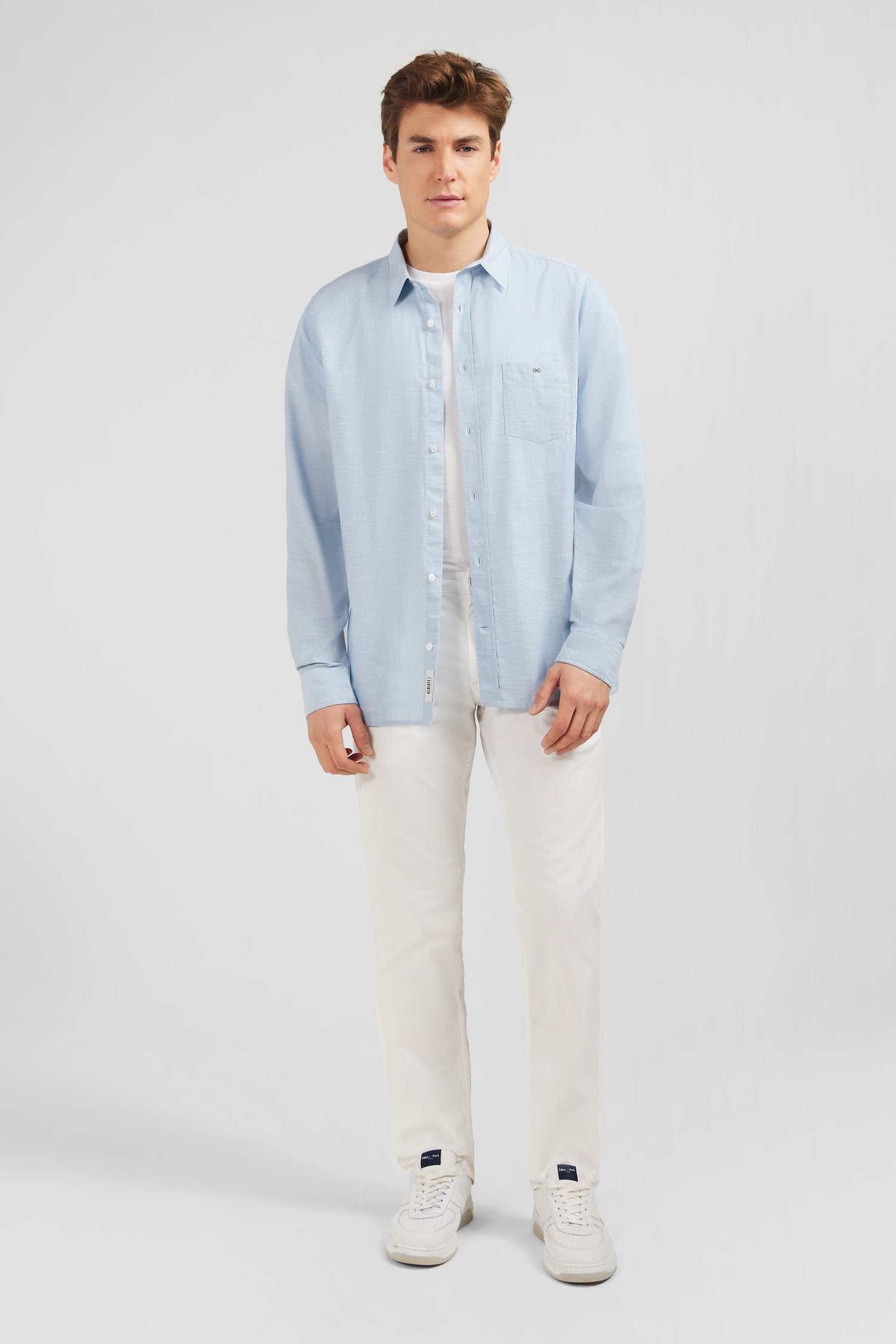 Light Blue Shirt In Linen_E24Checl0018_Blc3_01