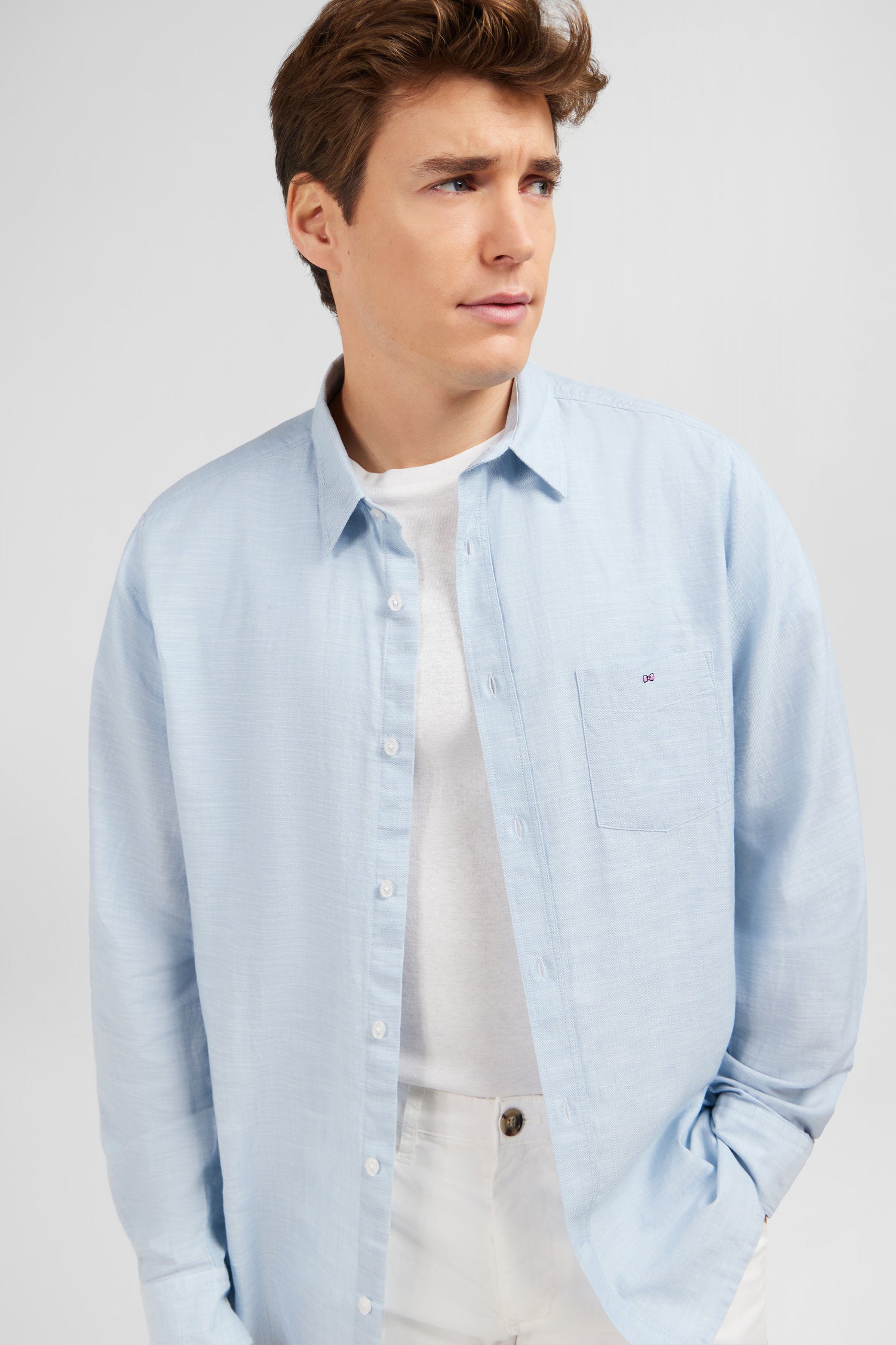 Light Blue Shirt In Linen_E24Checl0018_Blc3_02
