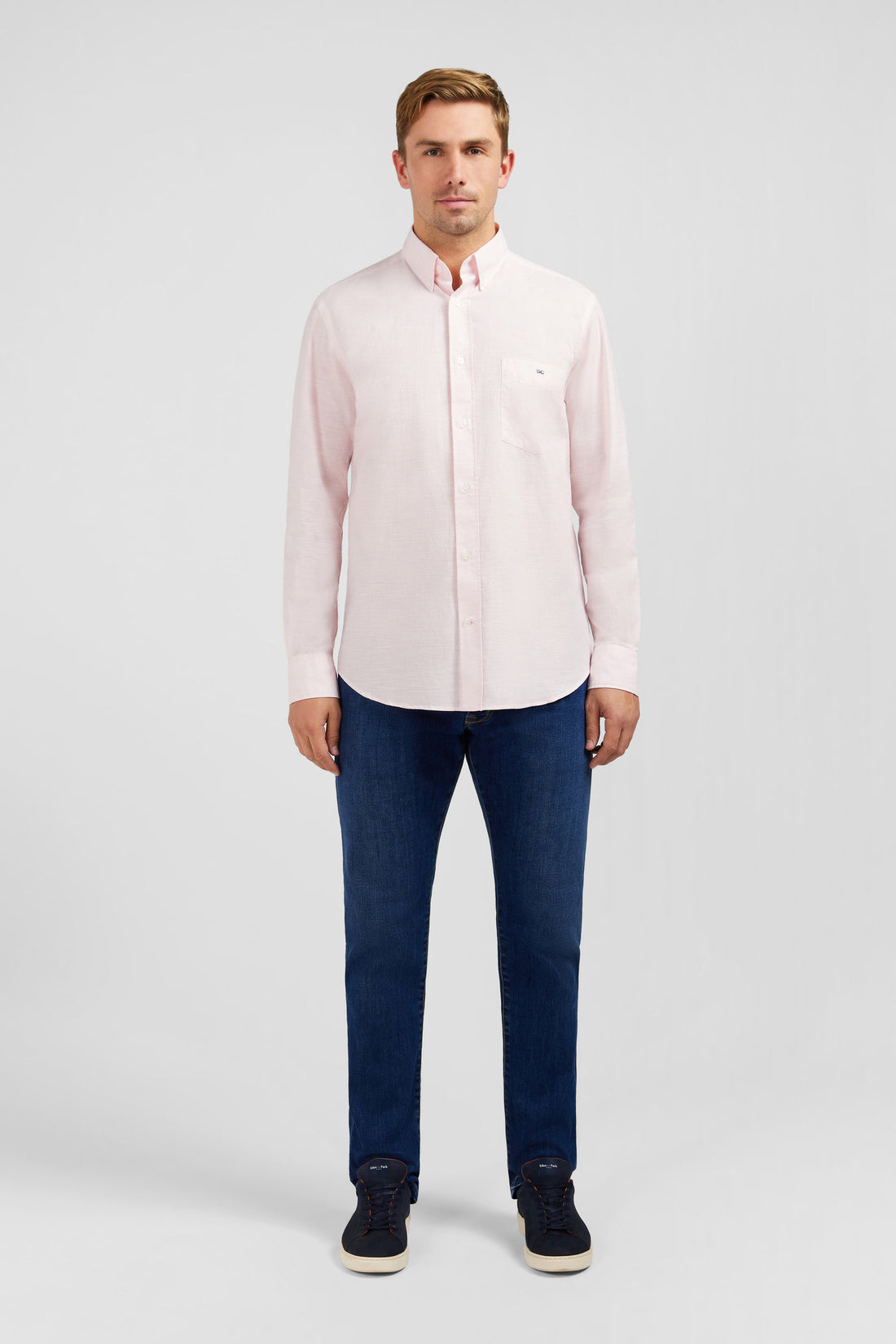 Pink Shirt In Cotton Dobby_E24CHECL0029_ROC16_01